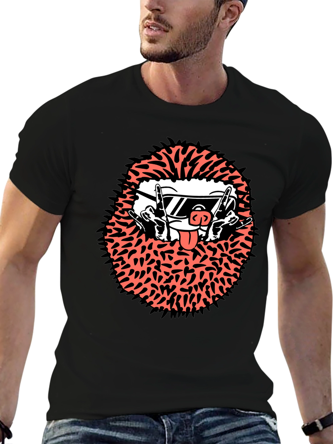 Cool Character Graphic Tee - Black Cotton