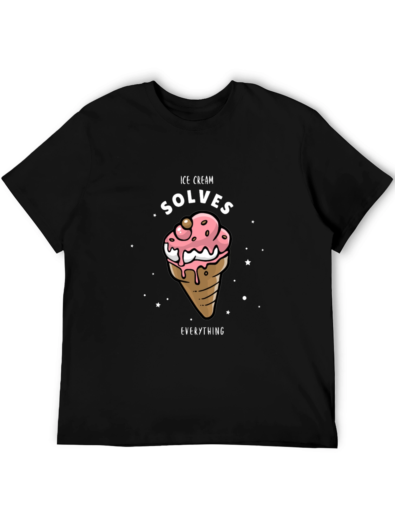 Ice Cream Solves Everything Black T-Shirt