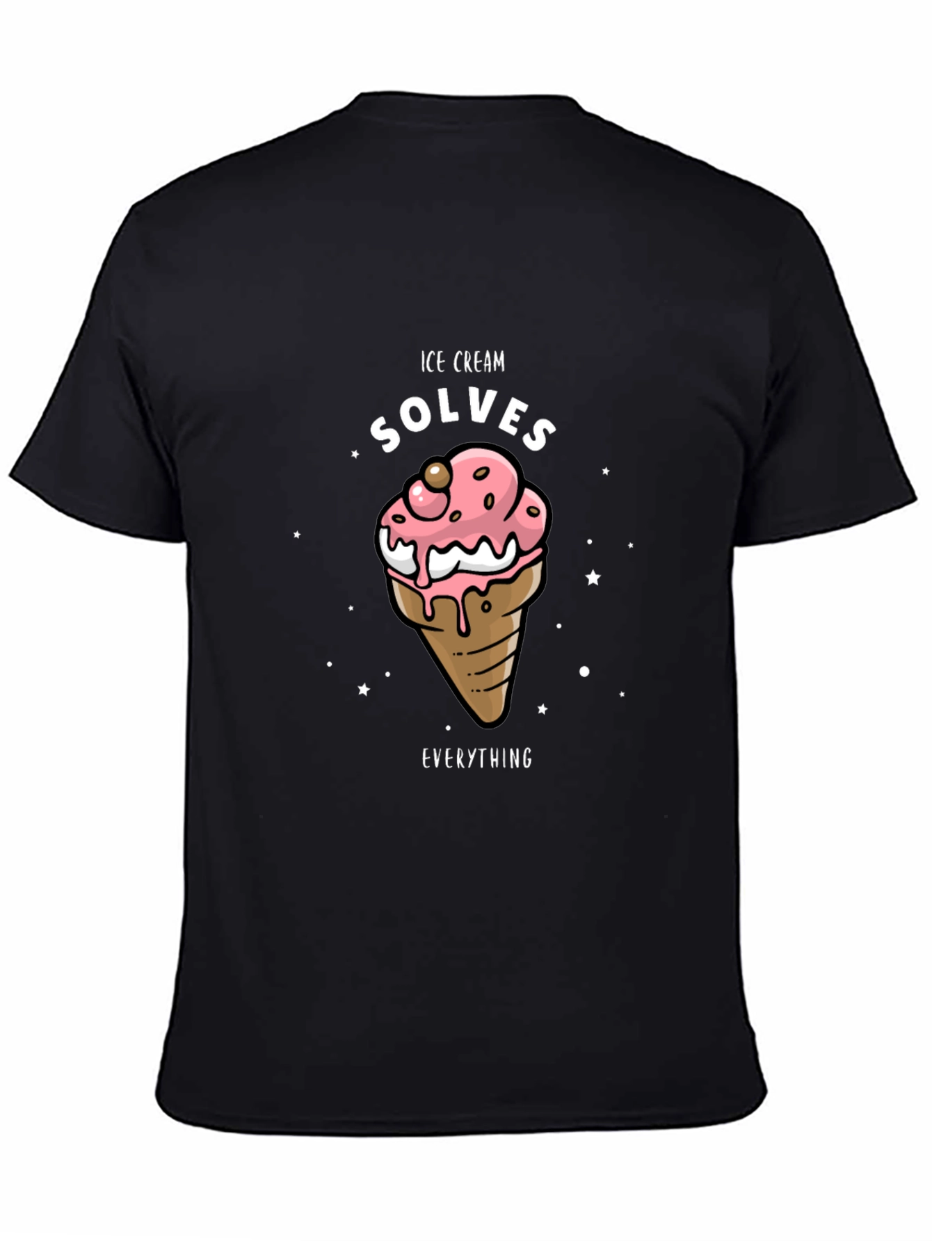 Ice Cream Solves Everything Black T-Shirt