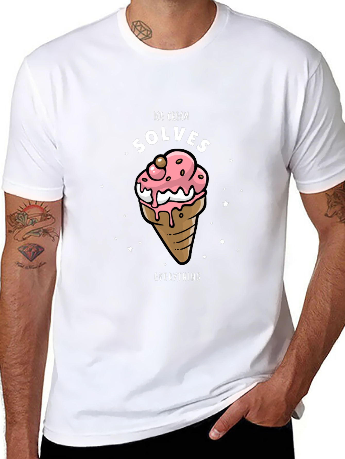 Ice Cream Solves Everything Black T-Shirt