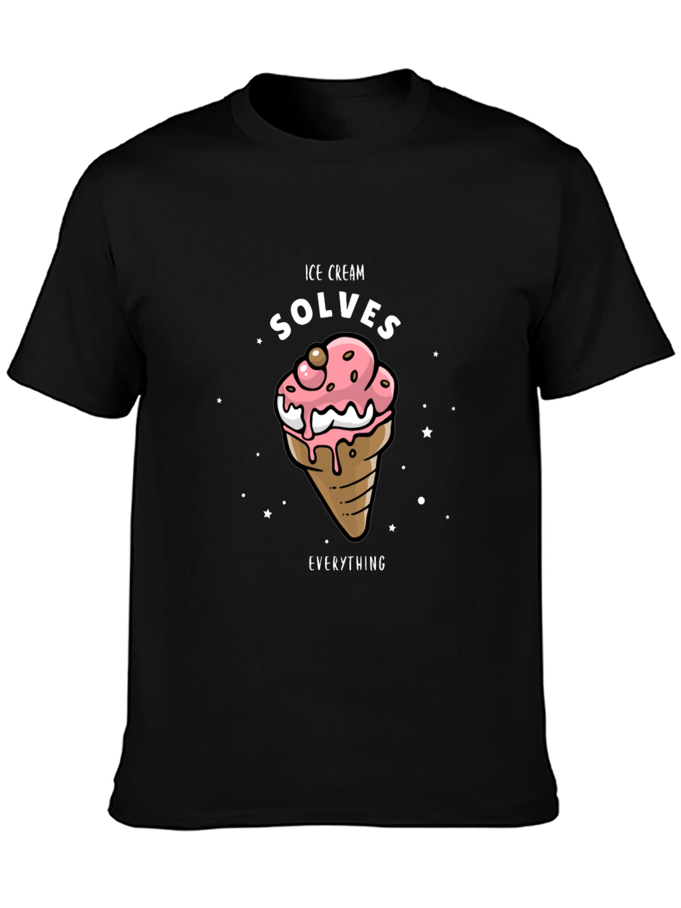 Ice Cream Solves Everything Black T-Shirt