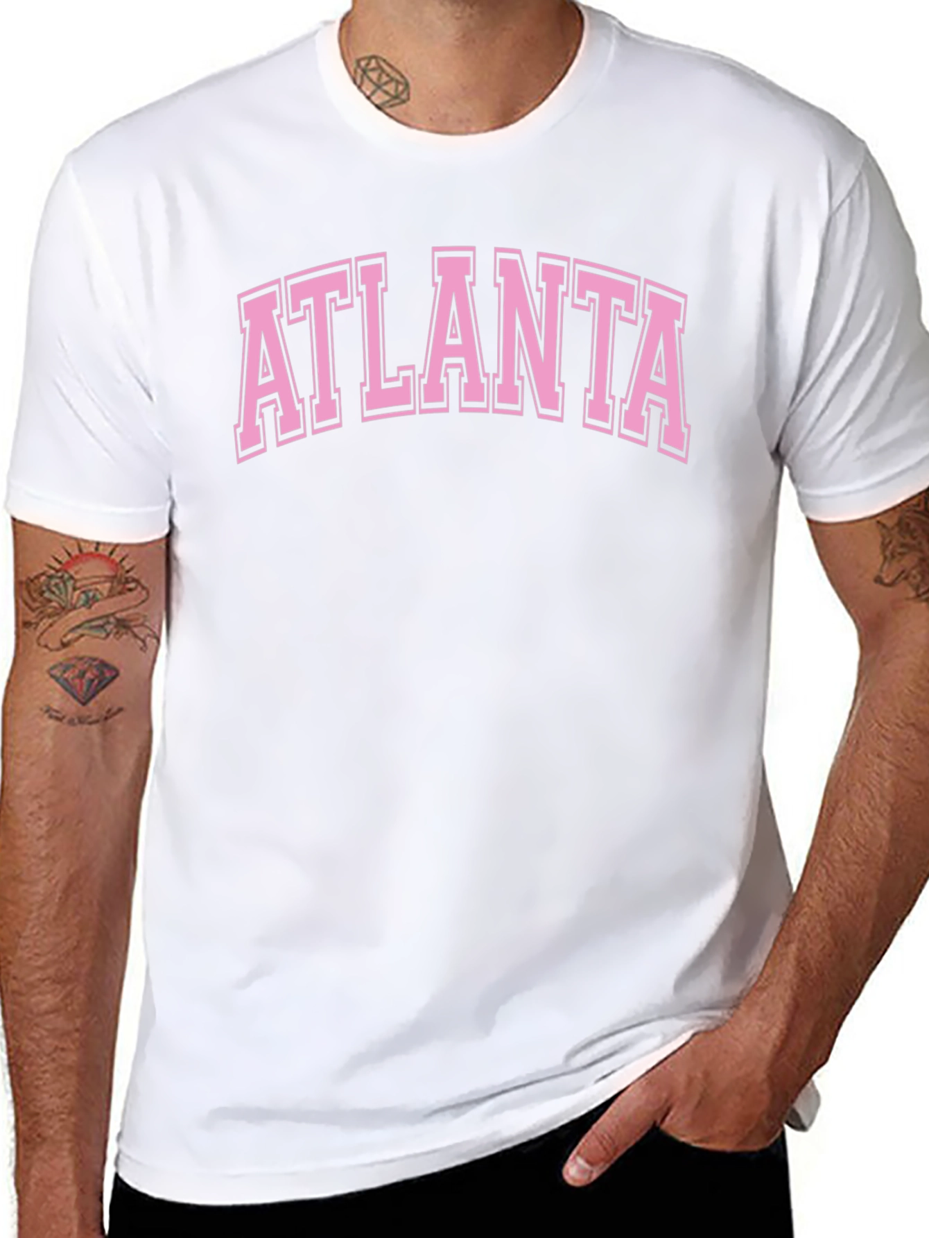 Atlanta Graphic Tee - Pink on Black Cotton T-Shirt