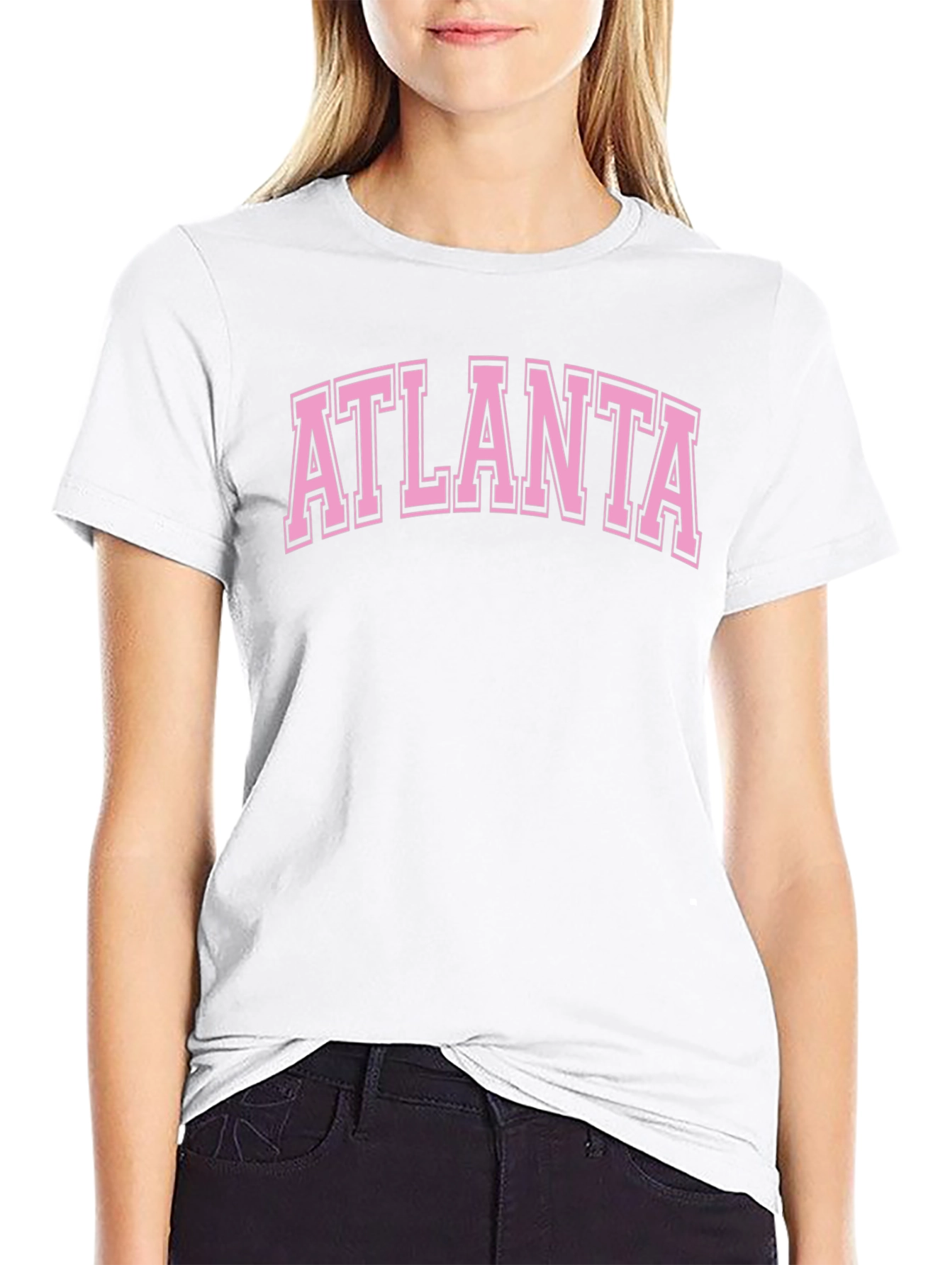 Atlanta Graphic Tee - Pink on Black Cotton T-Shirt