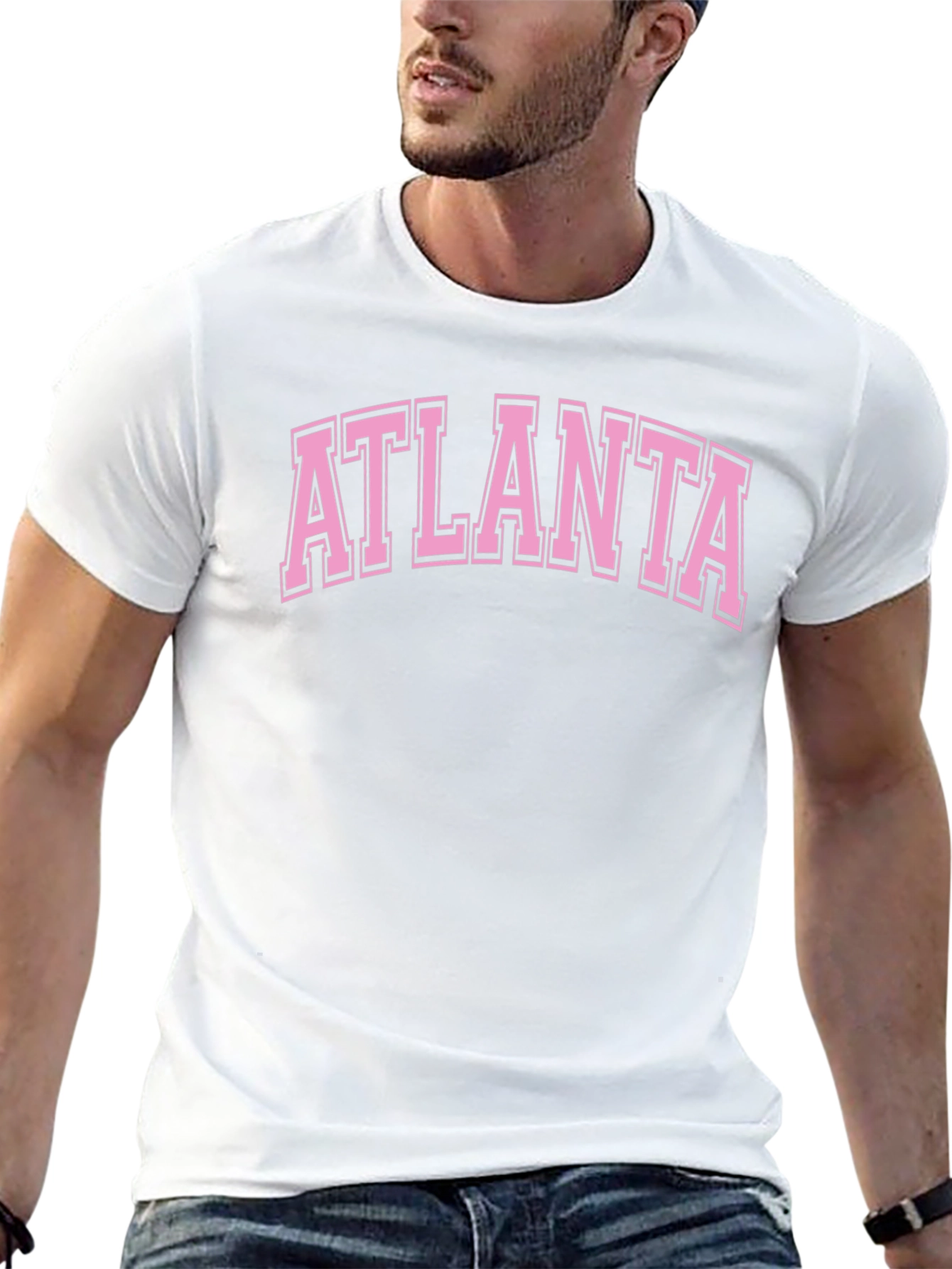 Atlanta Graphic Tee - Pink on Black Cotton T-Shirt