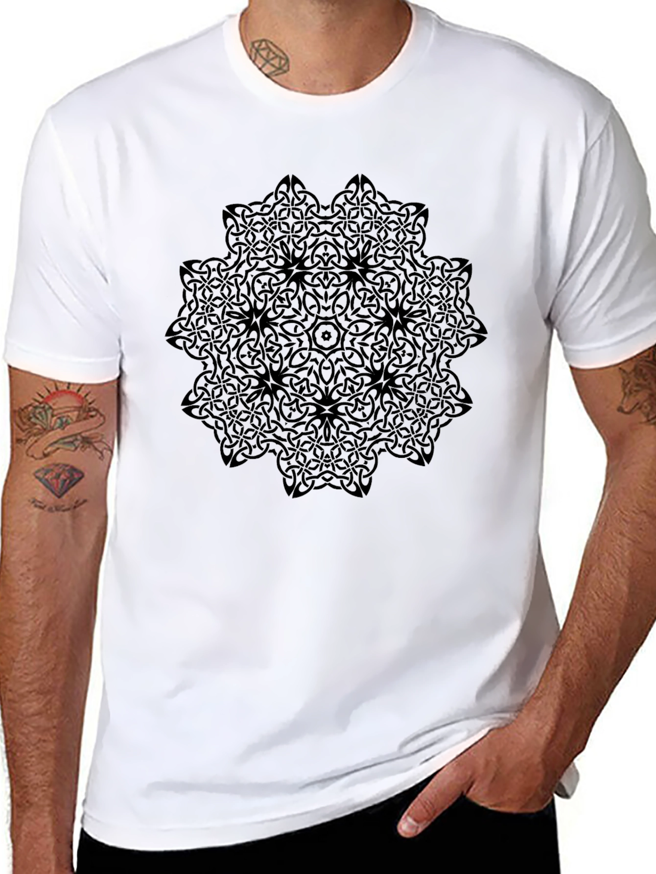Black Mandala Graphic Tee - Stylish Comfort
