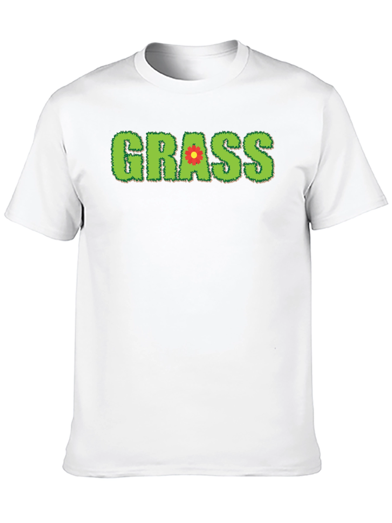 Novelty Grass Graphic T-Shirt - Black Cotton Blend
