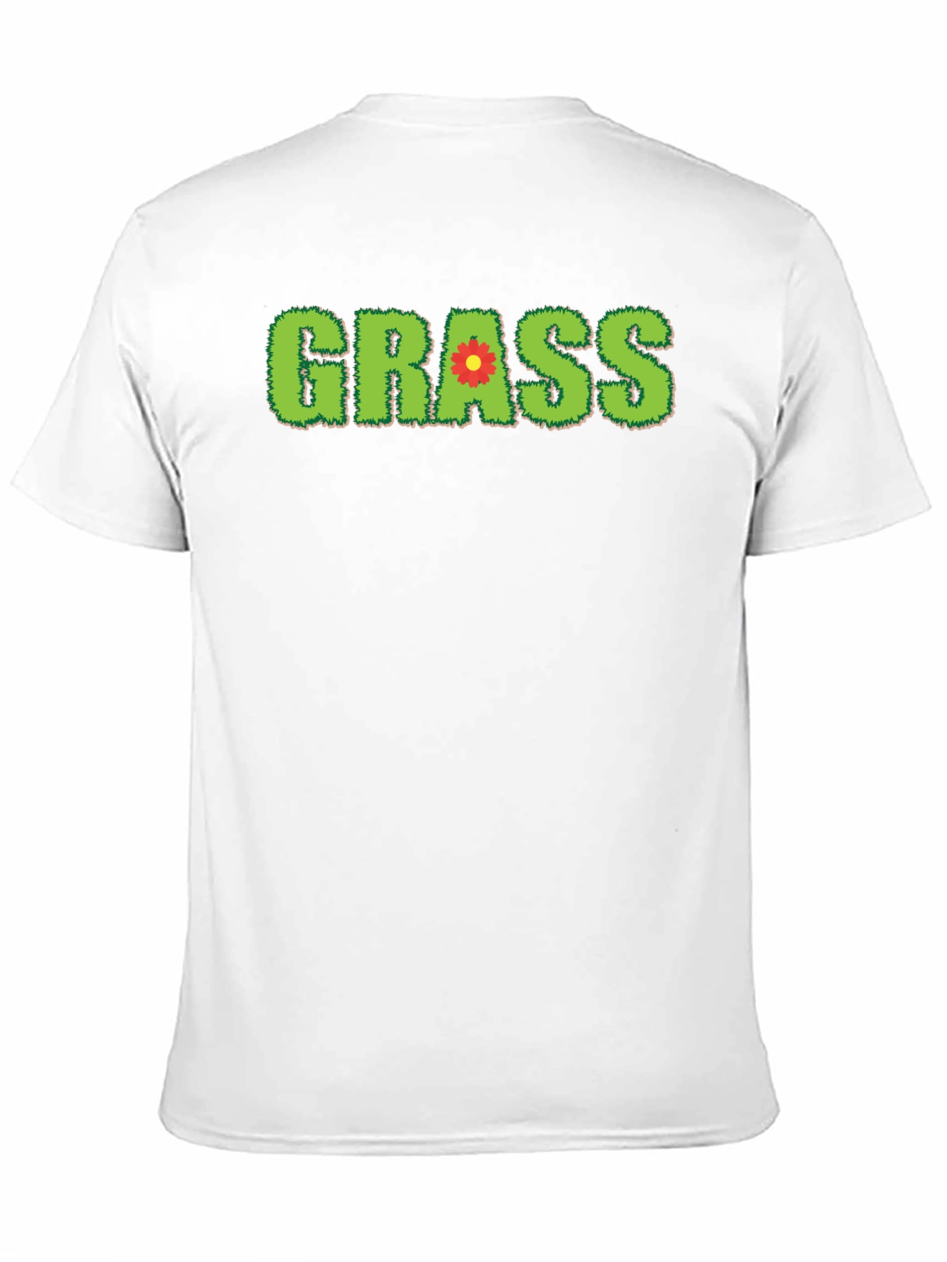 Novelty Grass Graphic T-Shirt - Black Cotton Blend
