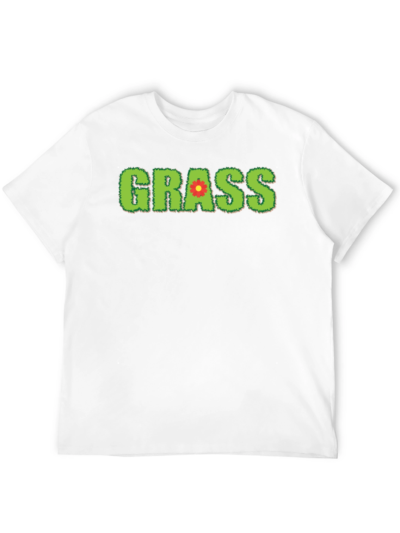 Novelty Grass Graphic T-Shirt - Black Cotton Blend