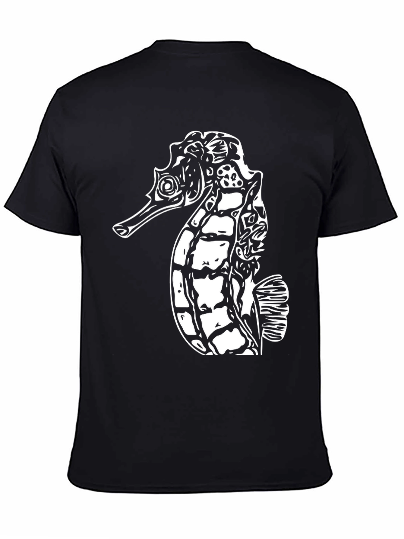 Sea Horse Graphic Tee - Black Cotton T-Shirt