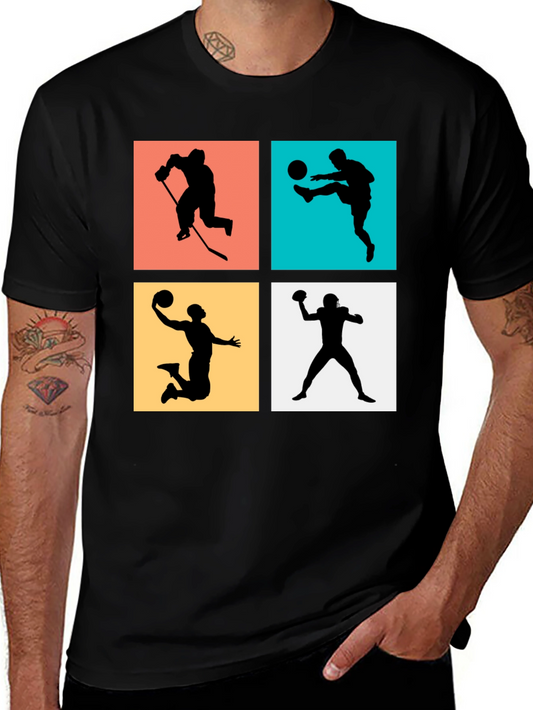 Sports Silhouettes T-Shirt Active Athlete Tee