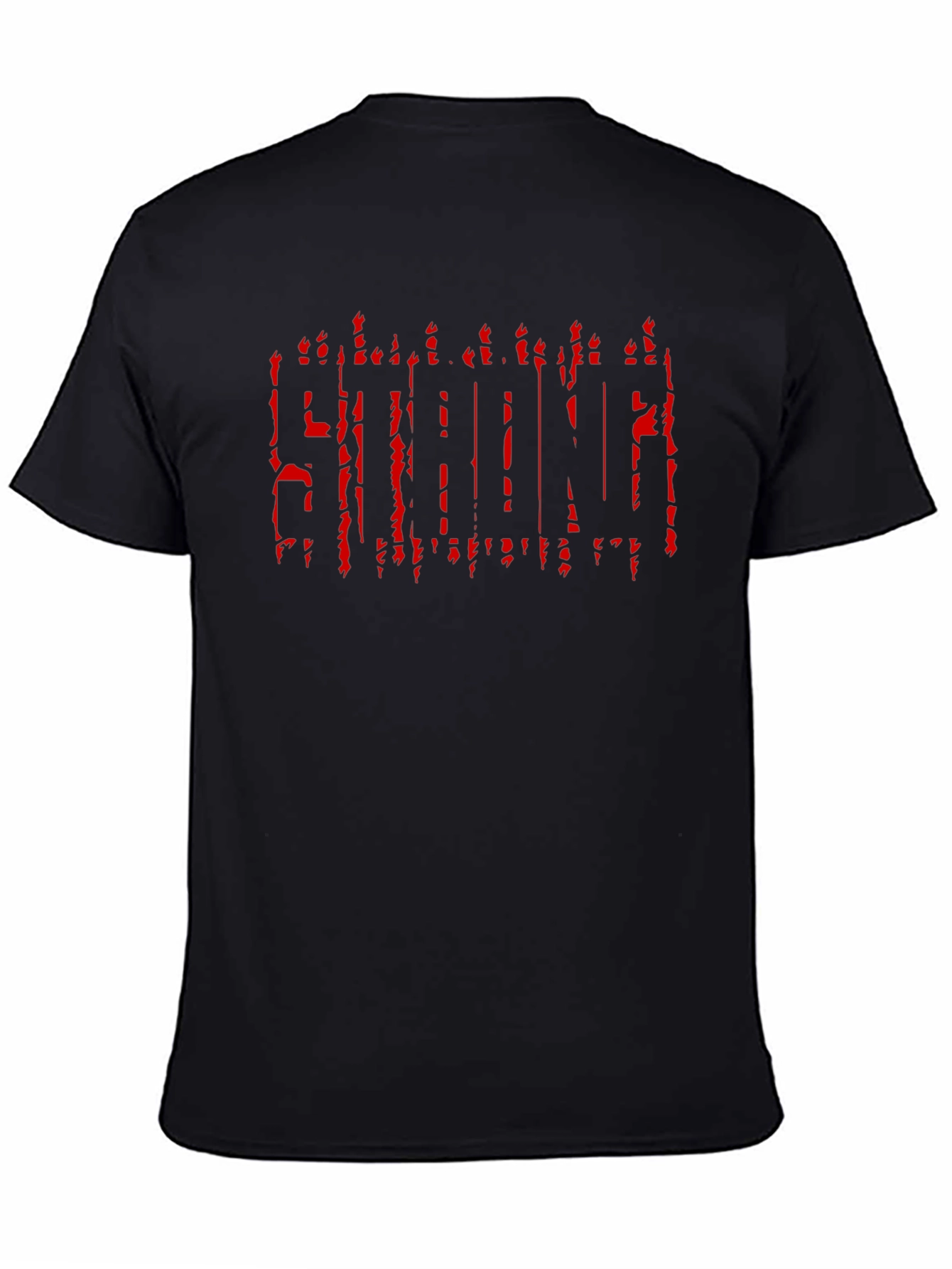 Strong Red Graphic Black T-Shirt