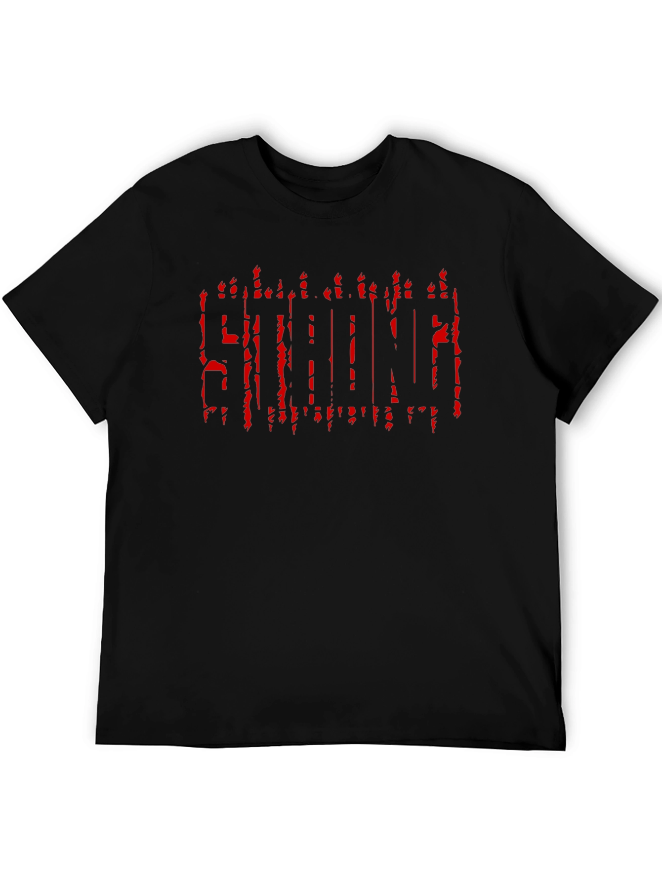 Strong Red Graphic Black T-Shirt