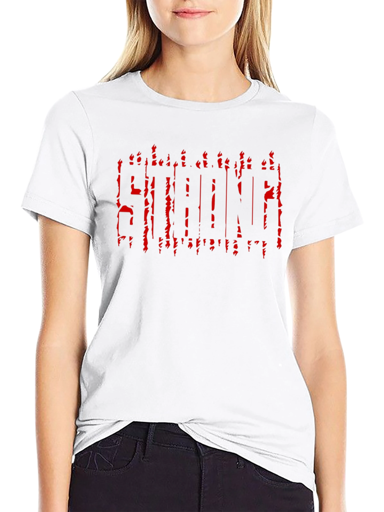 Strong Red Graphic Black T-Shirt