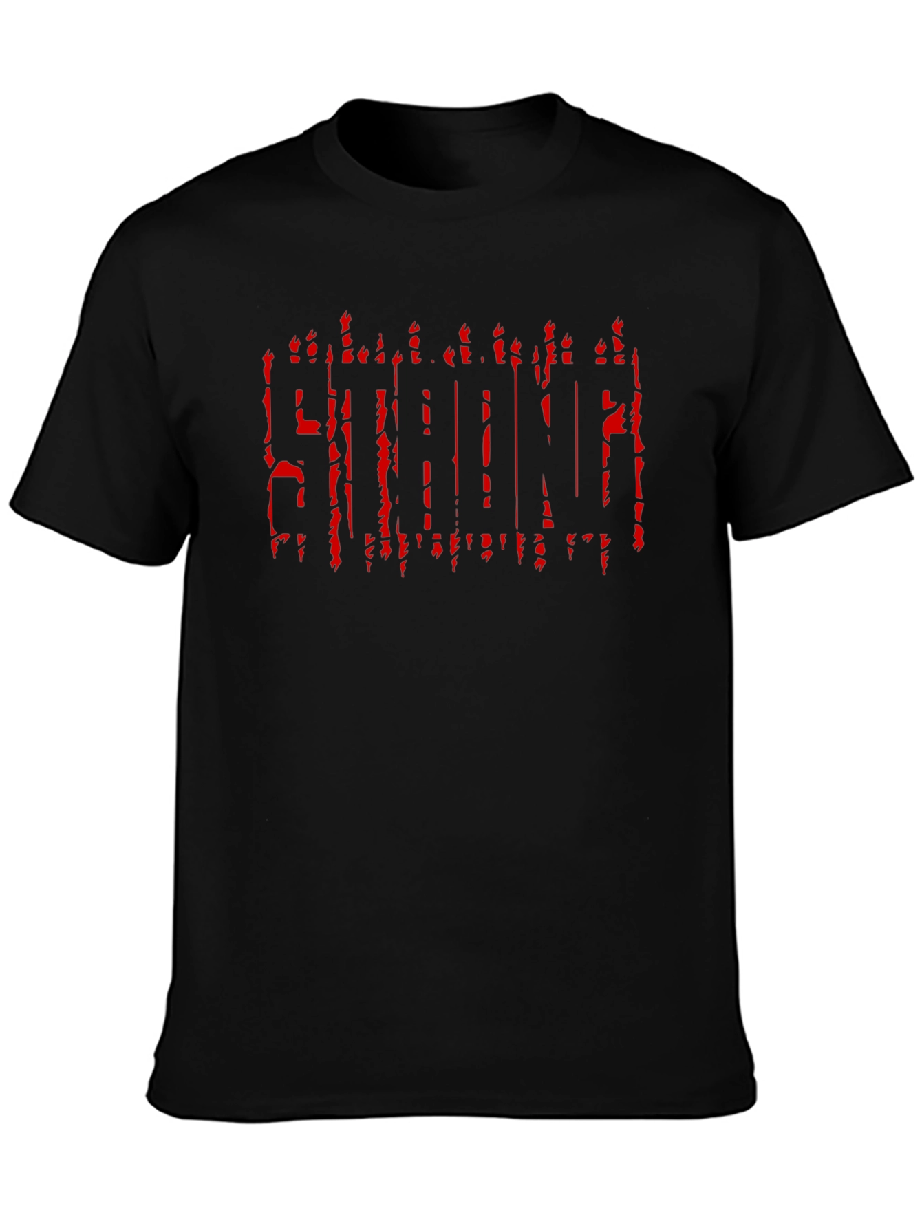 Strong Red Graphic Black T-Shirt