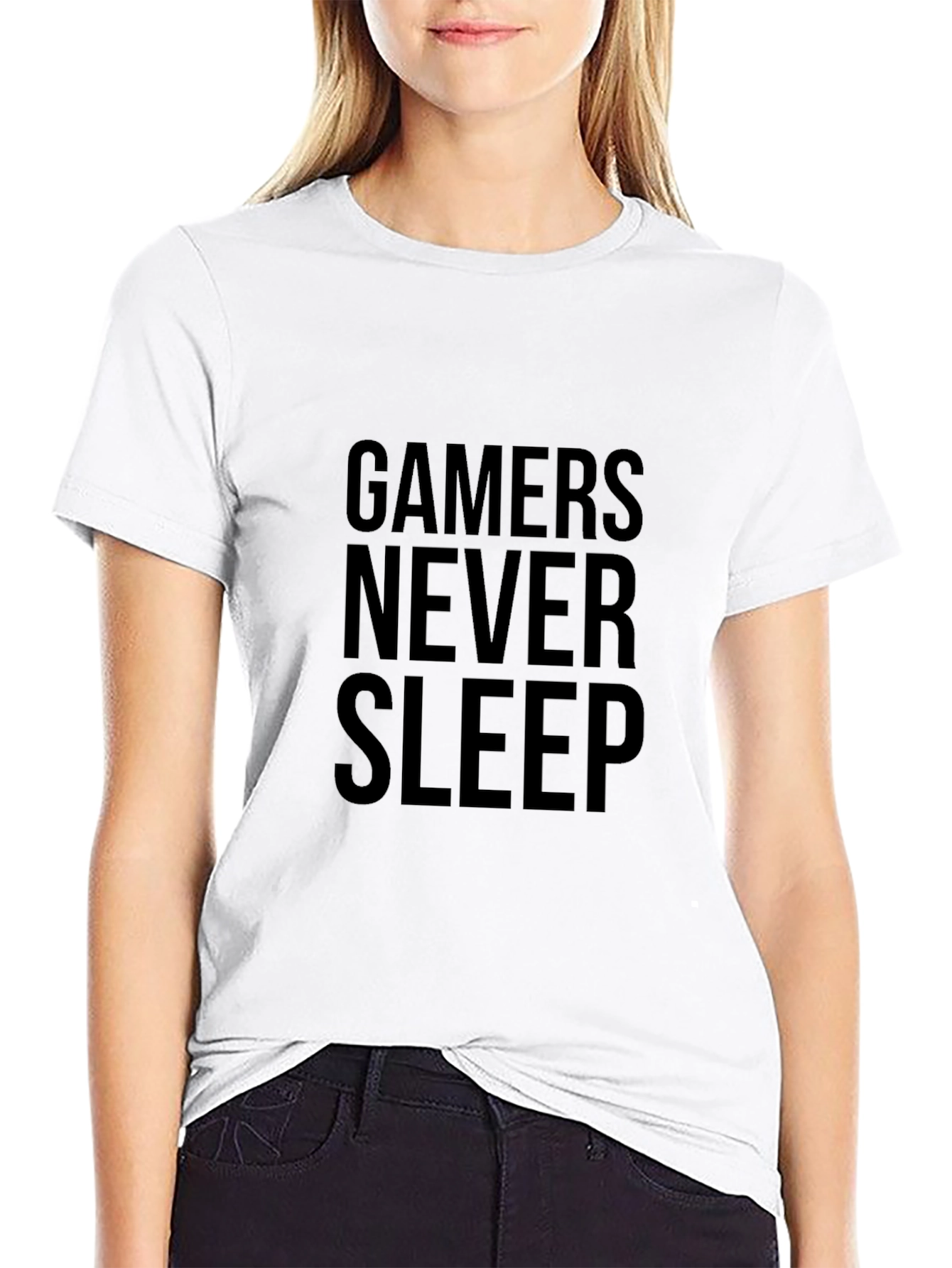 Gamers Never Sleep Black Graphic Tee