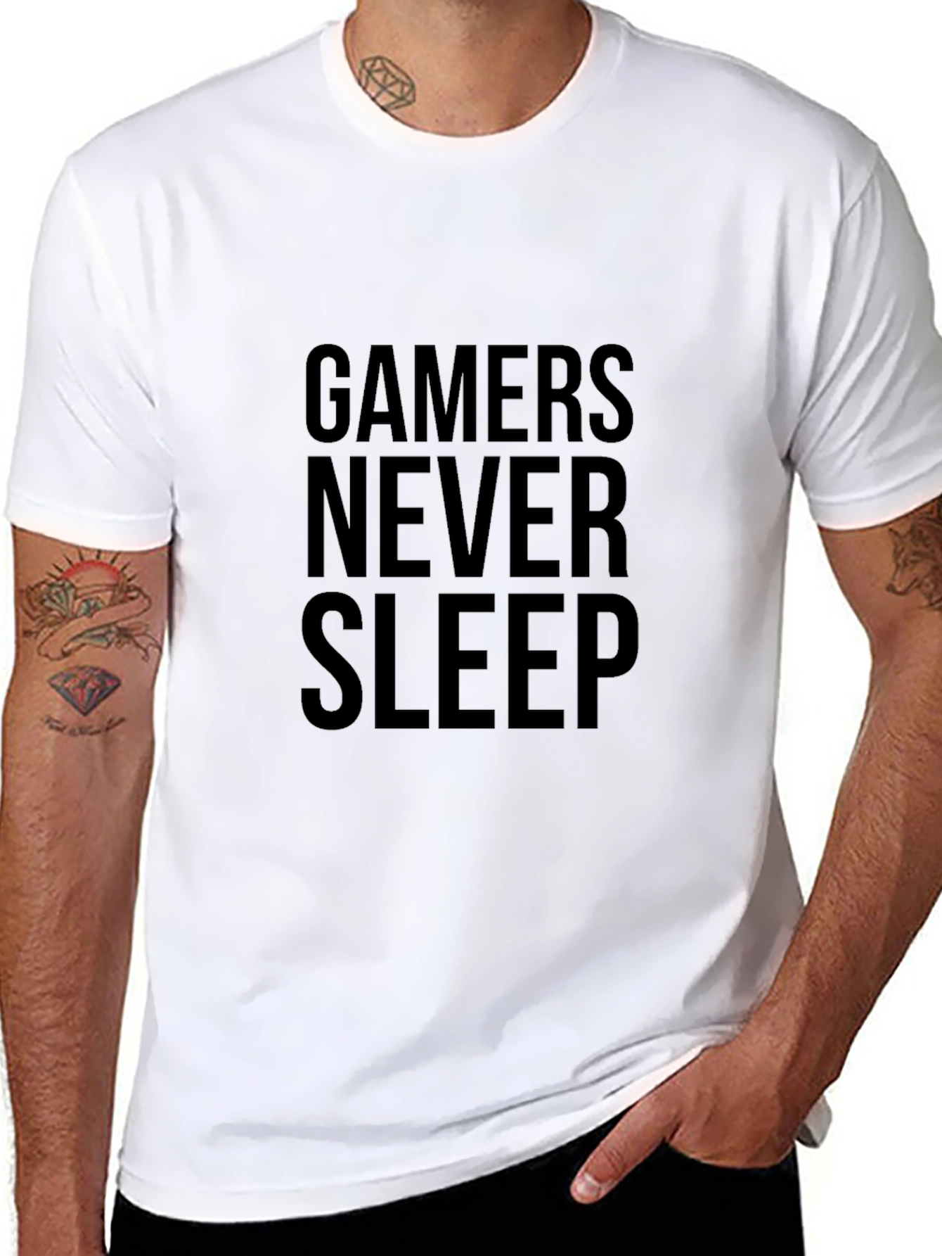 Gamers Never Sleep Black Graphic Tee