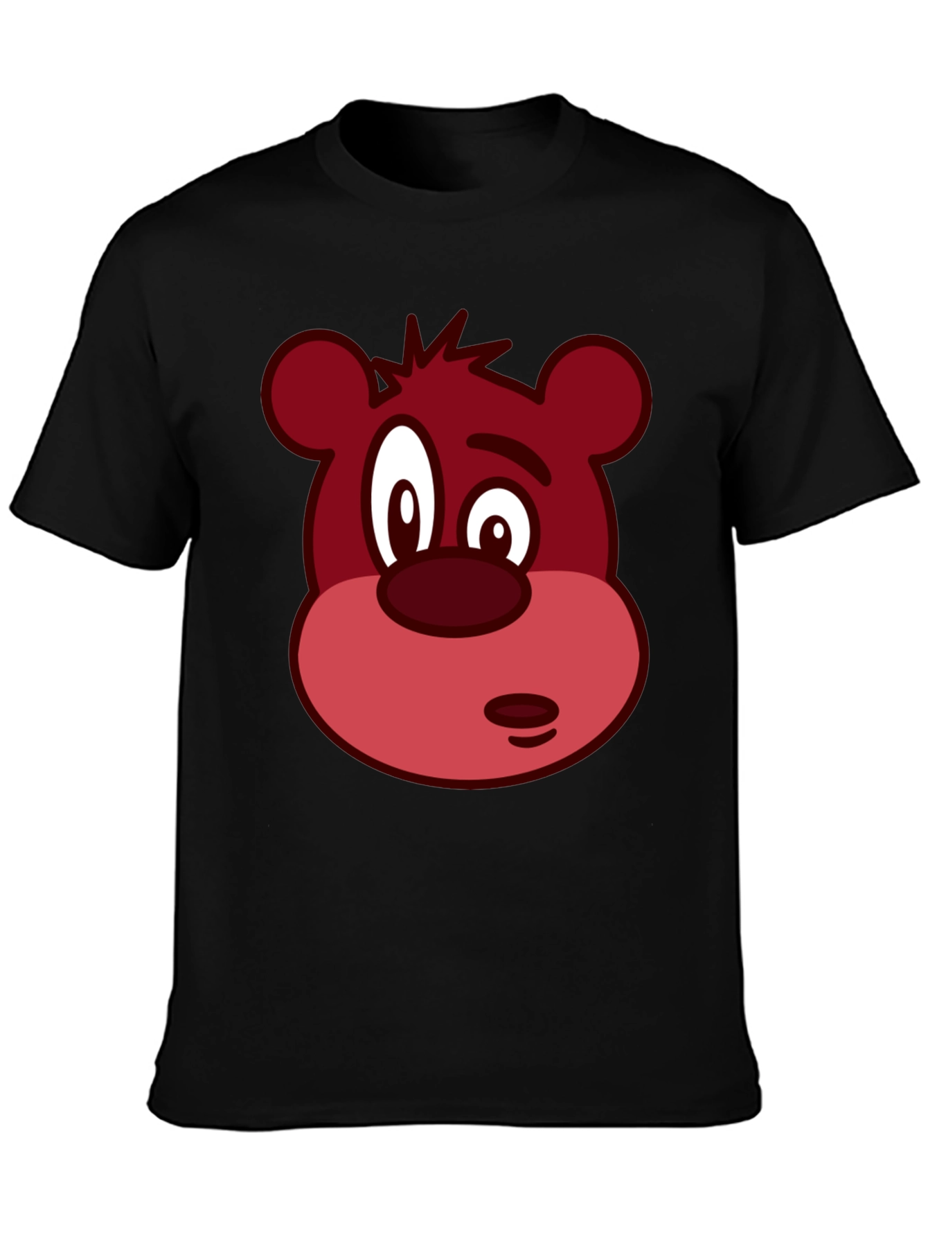 Novelty Bear Face Graphic Black T-Shirt