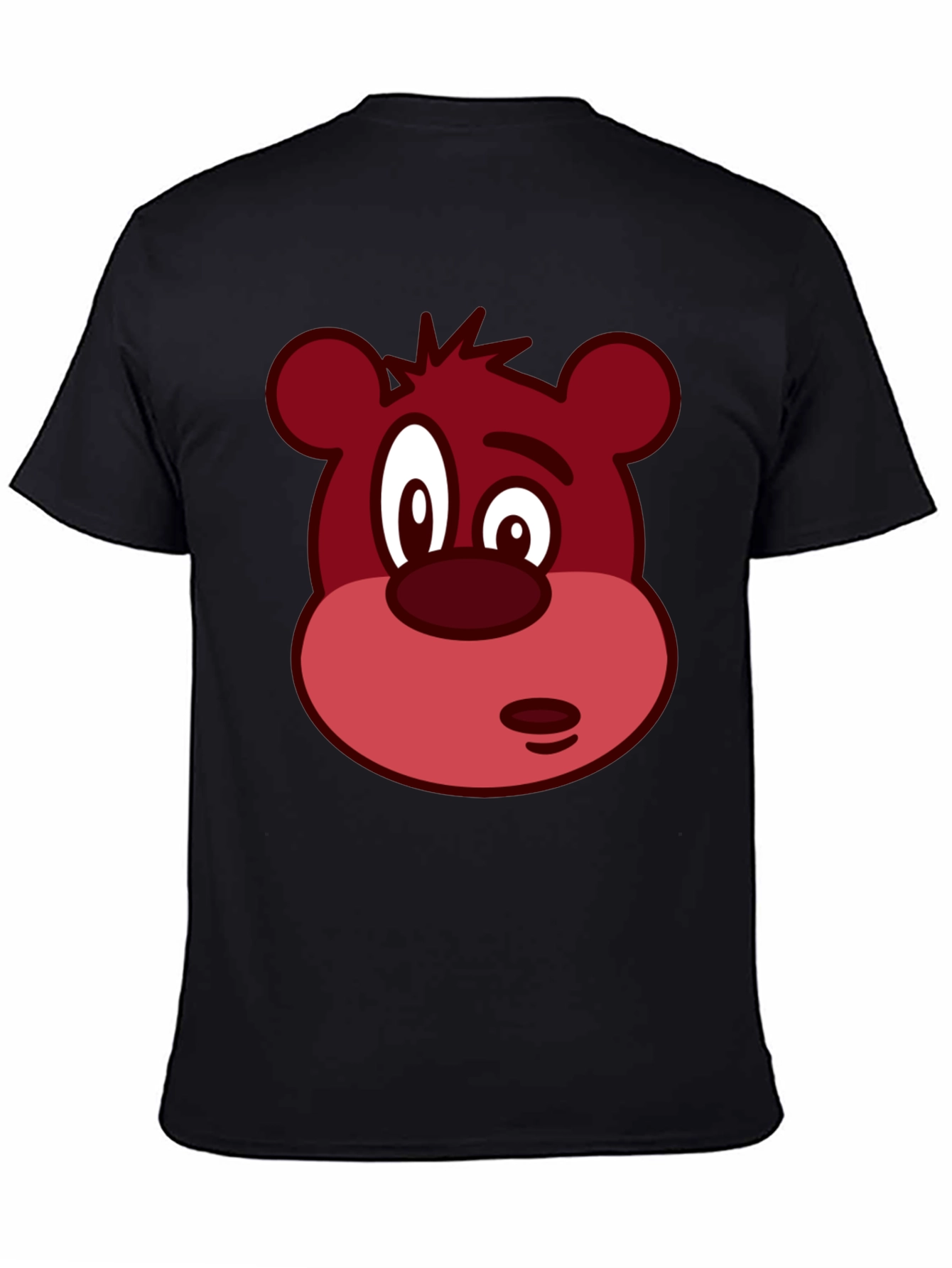 Novelty Bear Face Graphic Black T-Shirt
