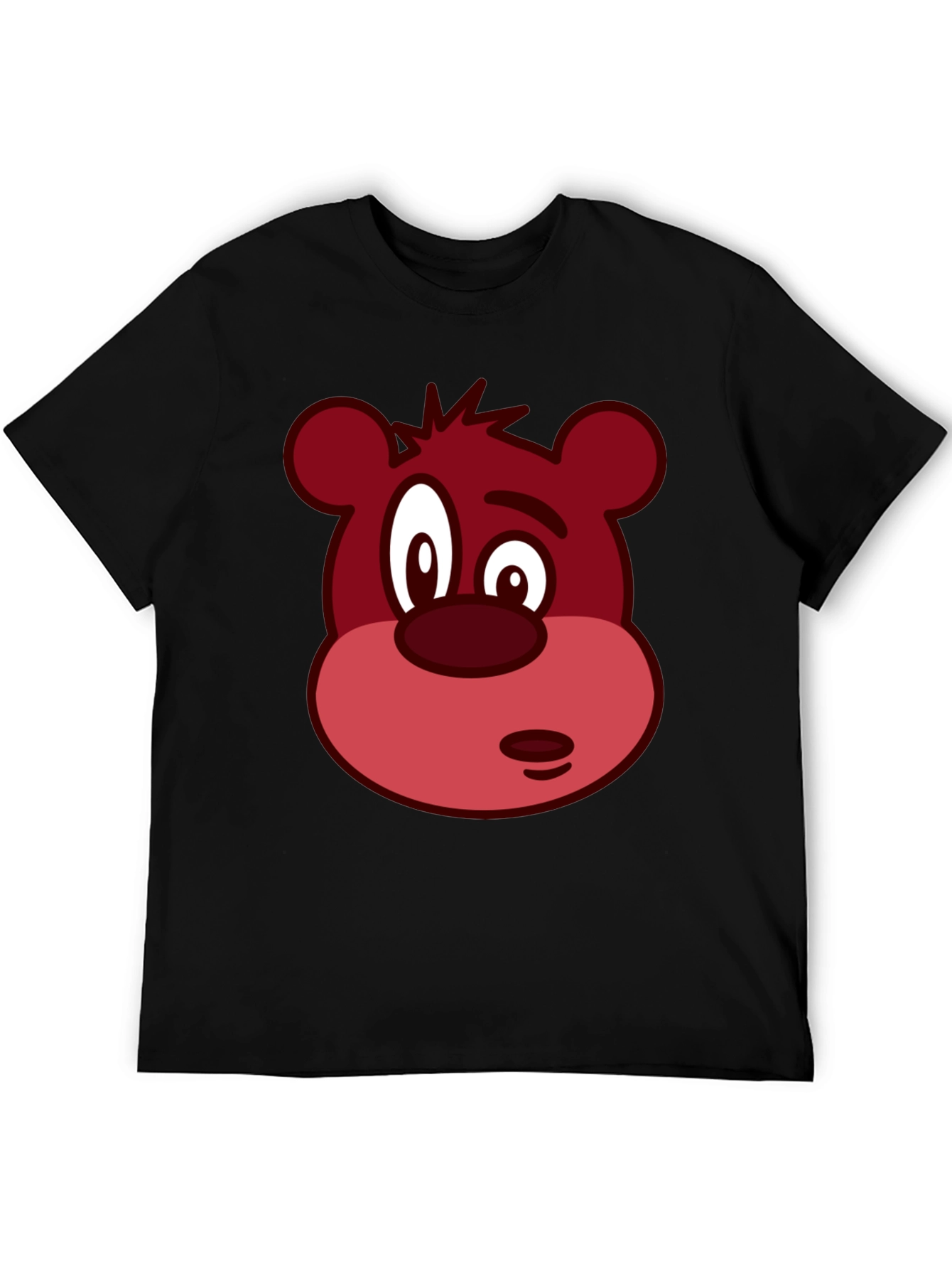 Novelty Bear Face Graphic Black T-Shirt