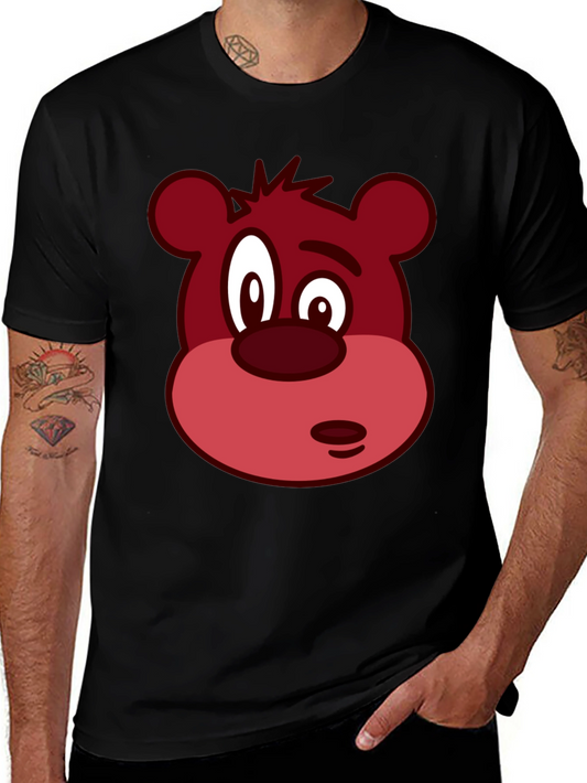 Novelty Bear Face Graphic Black T-Shirt