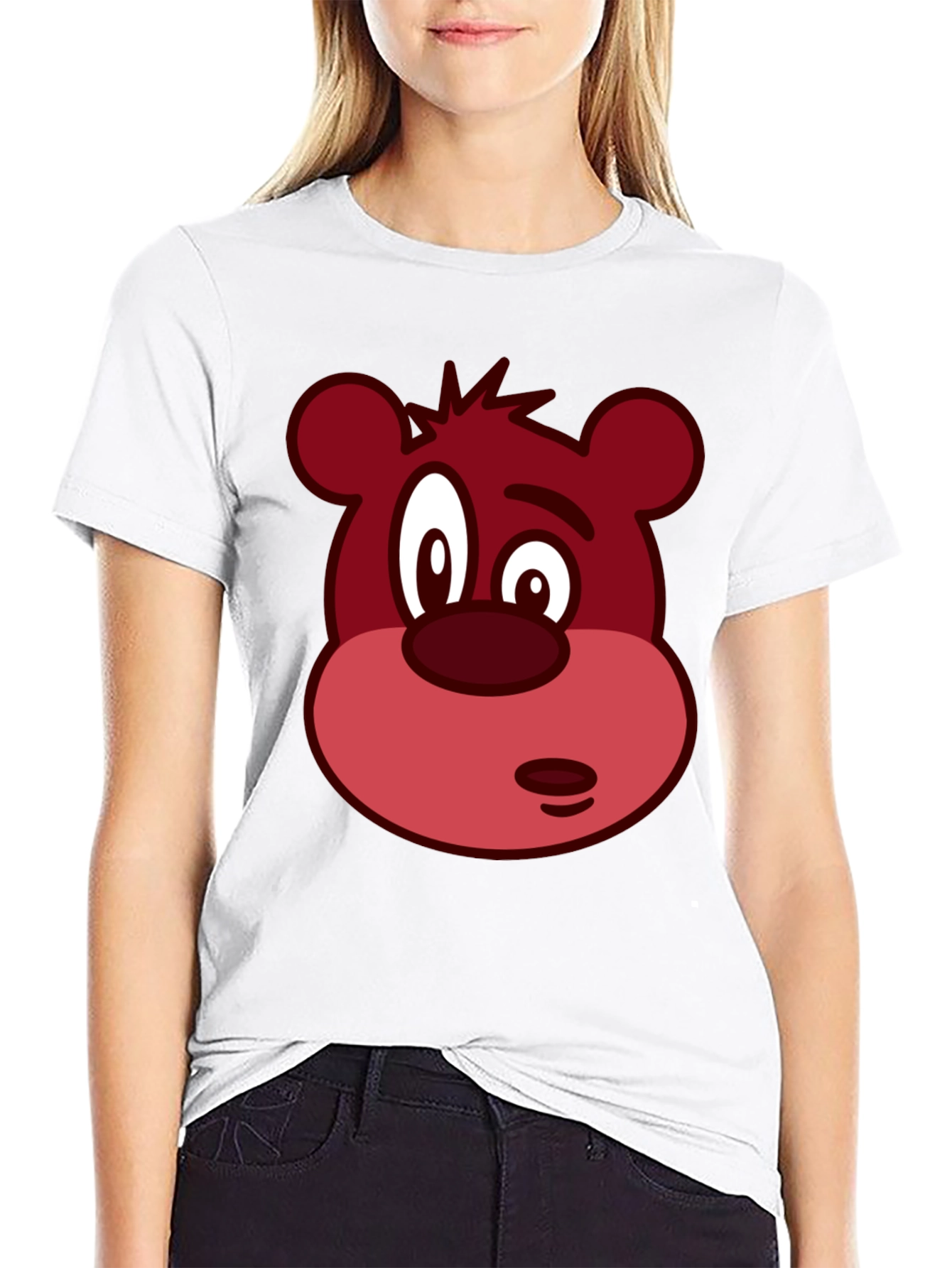 Novelty Bear Face Graphic Black T-Shirt