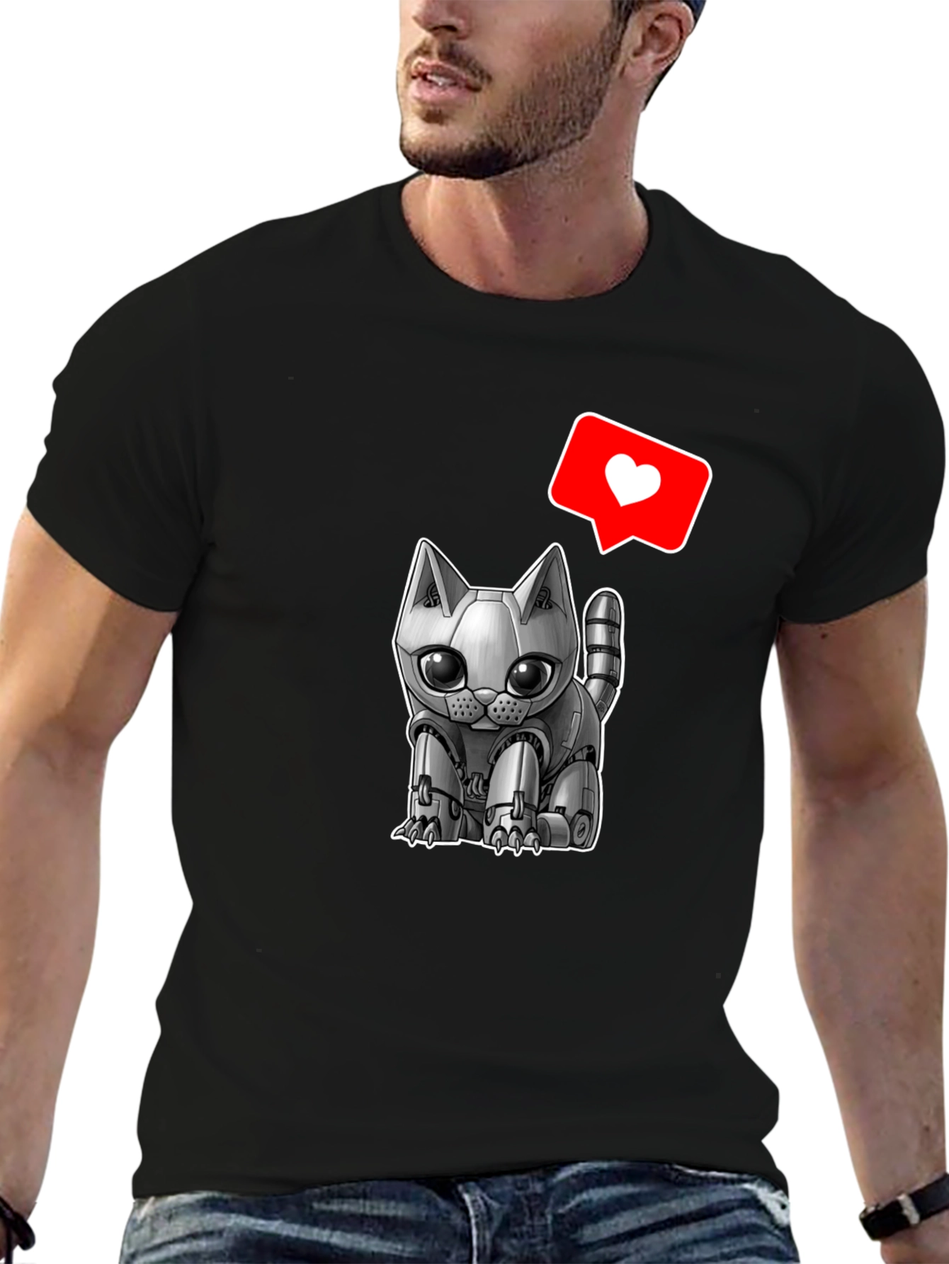 Robot Cat T-Shirt:  Cute & Futuristic Style