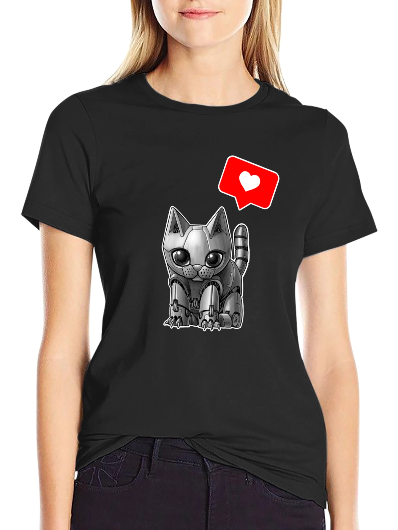 Robot Cat T-Shirt:  Cute & Futuristic Style