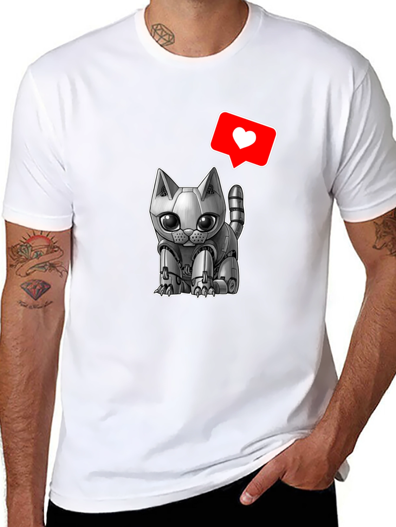 Robot Cat T-Shirt:  Cute & Futuristic Style