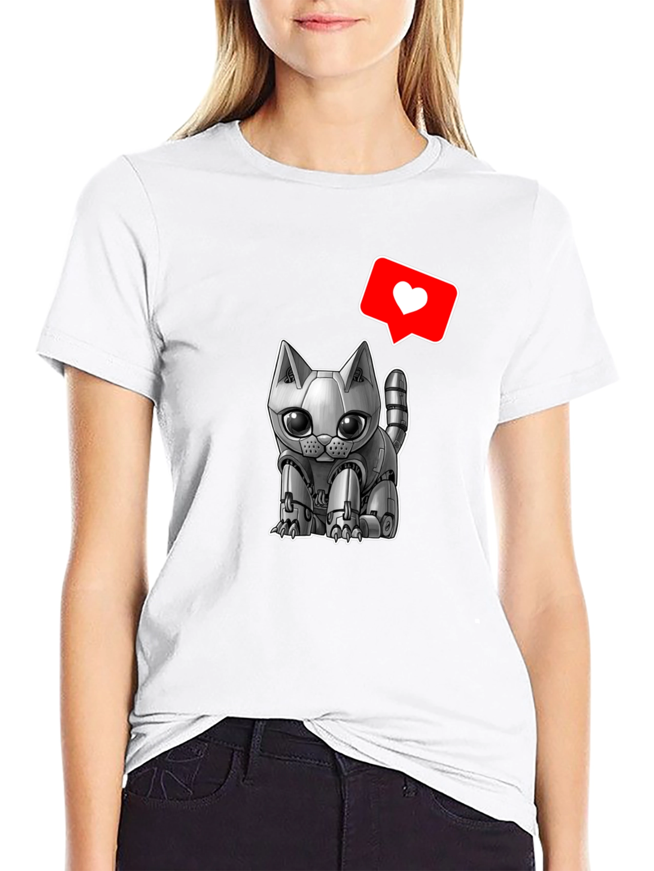 Robot Cat T-Shirt:  Cute & Futuristic Style