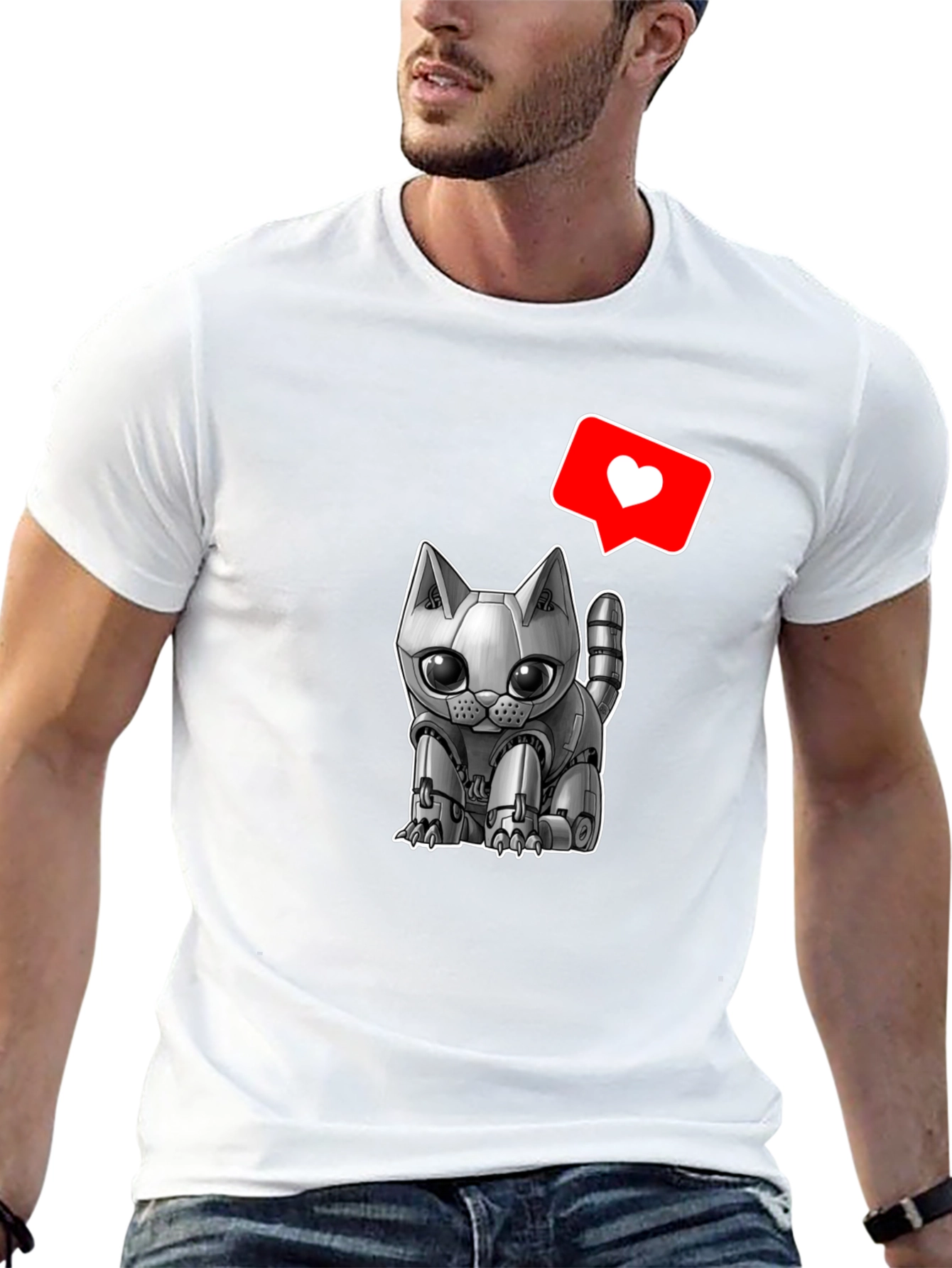 Robot Cat T-Shirt:  Cute & Futuristic Style