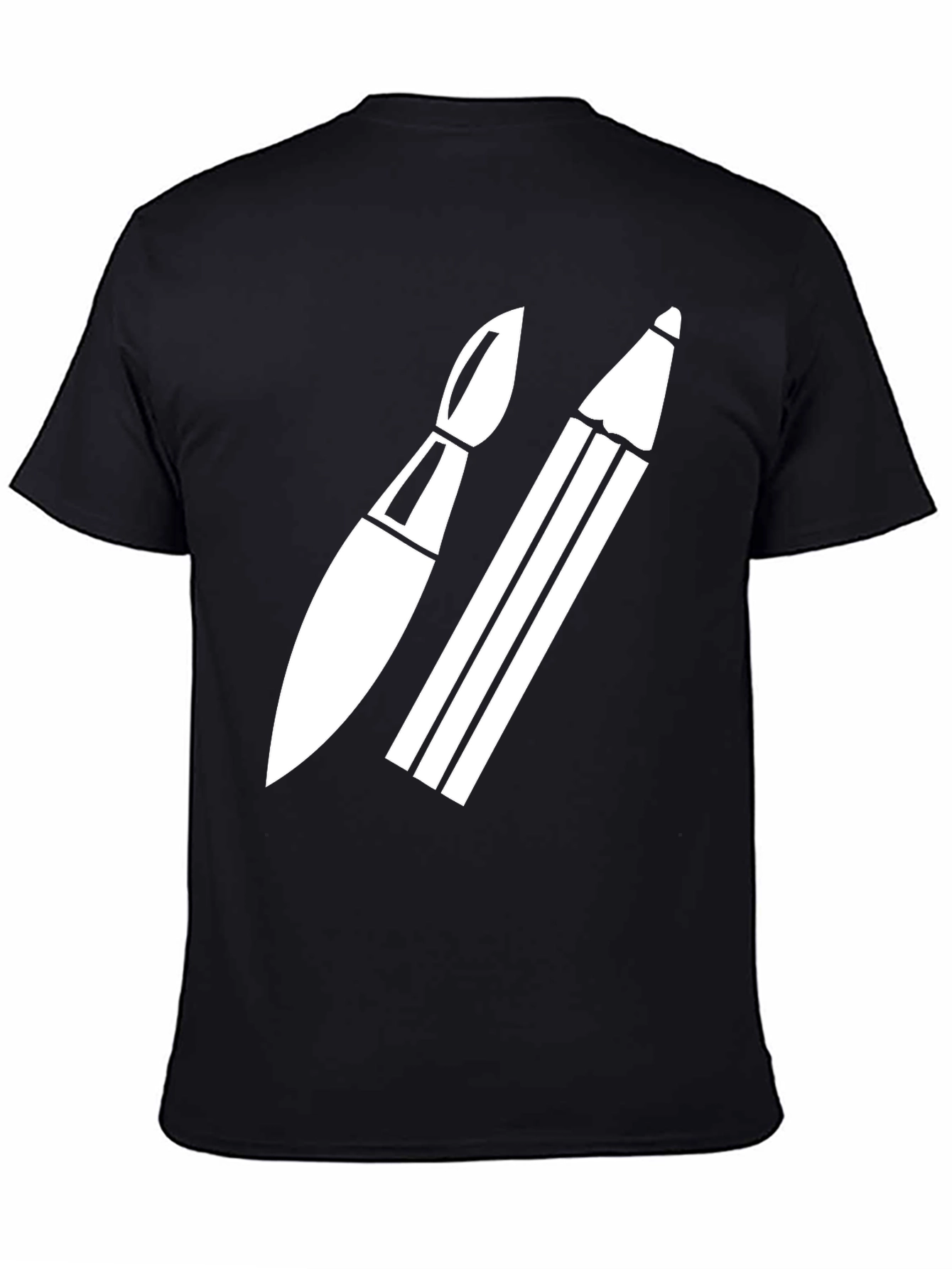Artist Tee: Brush & Pencil Black T-Shirt