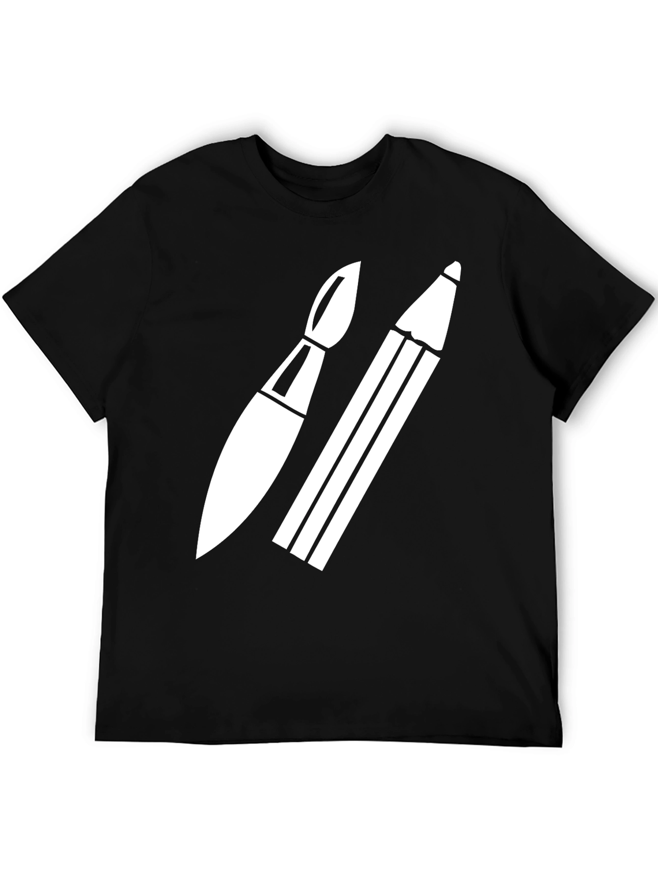 Artist Tee: Brush & Pencil Black T-Shirt