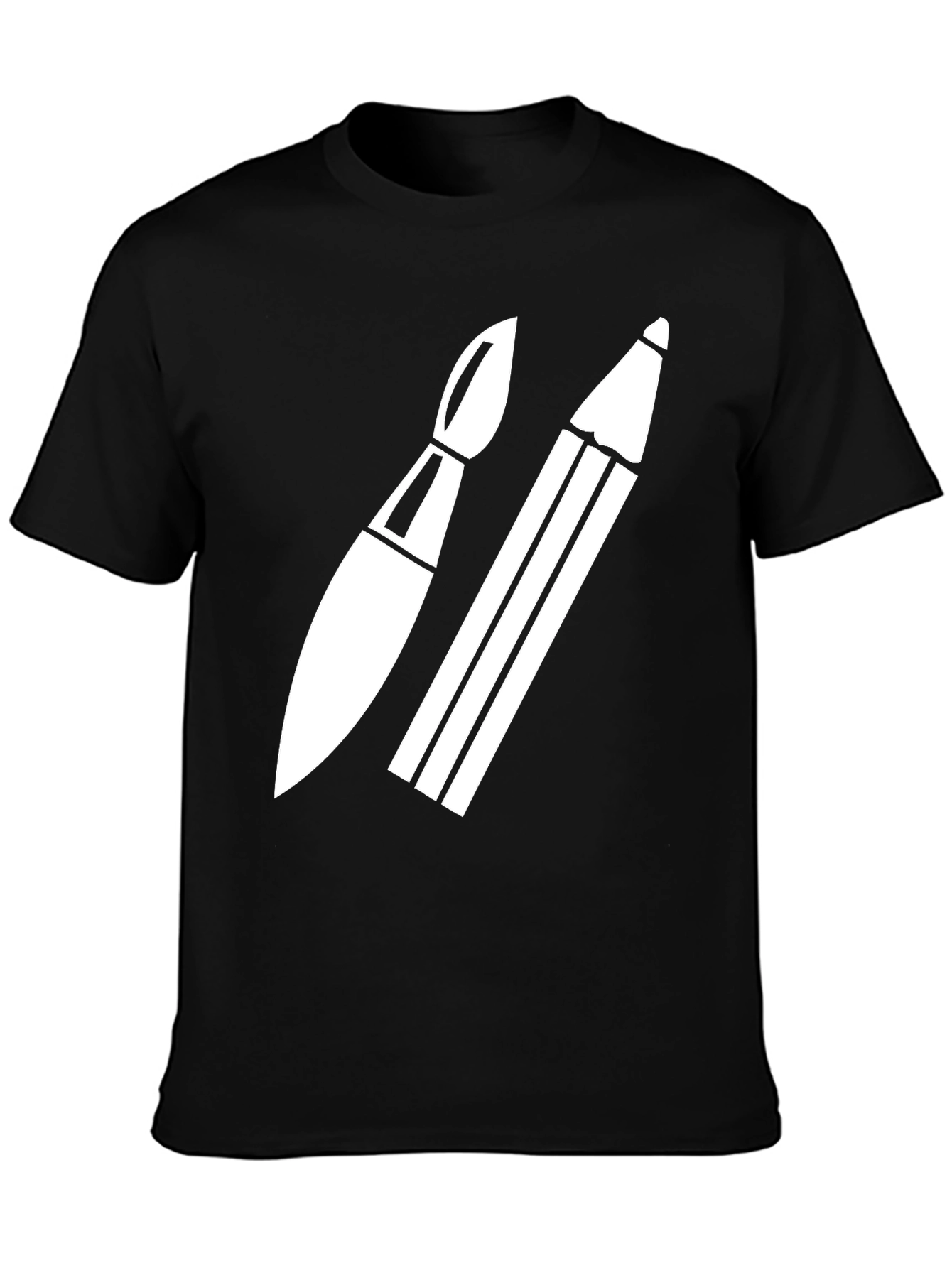 Artist Tee: Brush & Pencil Black T-Shirt