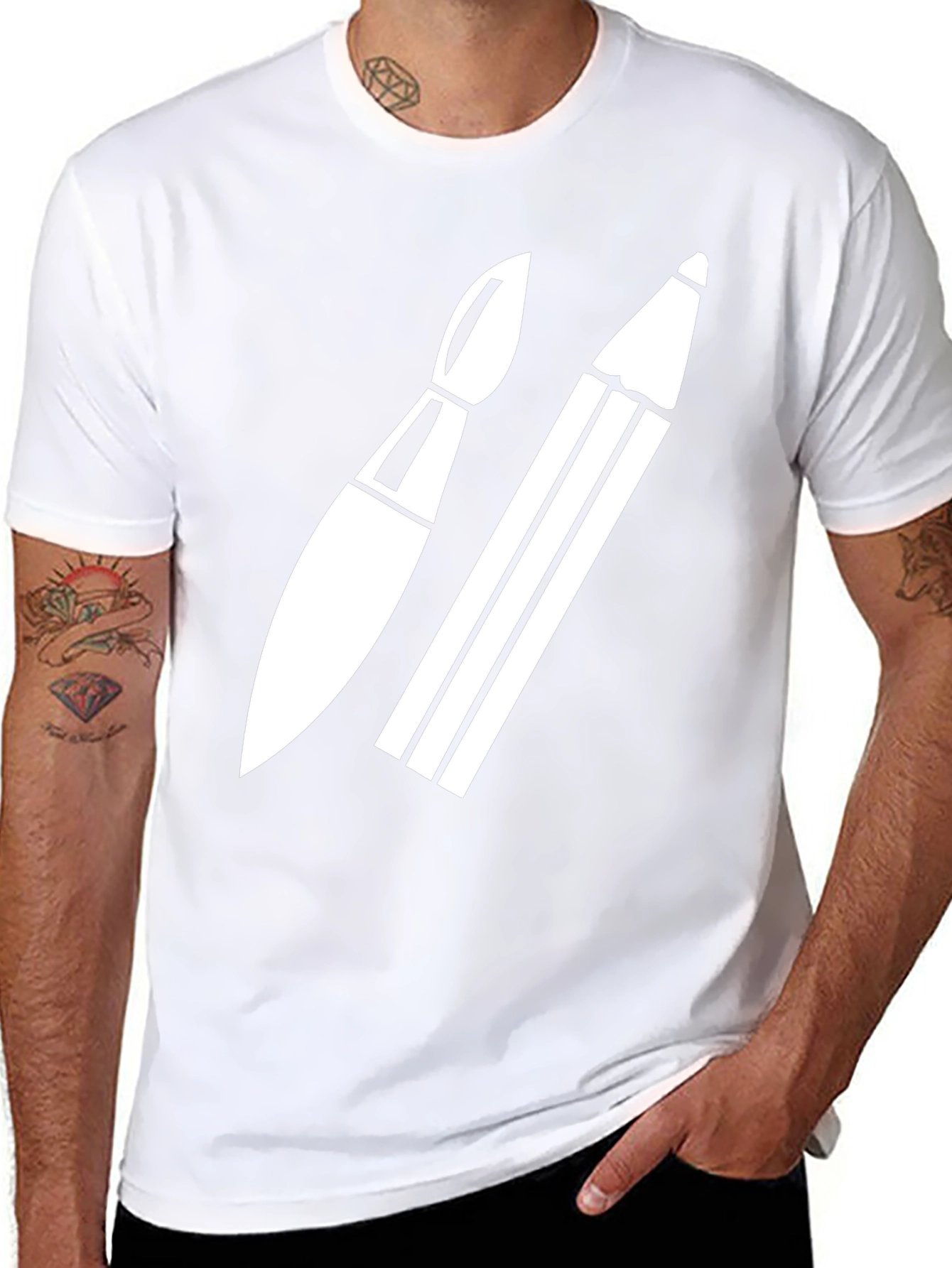 Artist Tee: Brush & Pencil Black T-Shirt