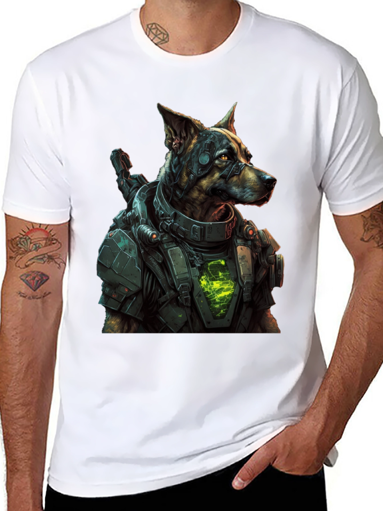 Cyberpunk Dog T-Shirt - Futuristic Canine Design