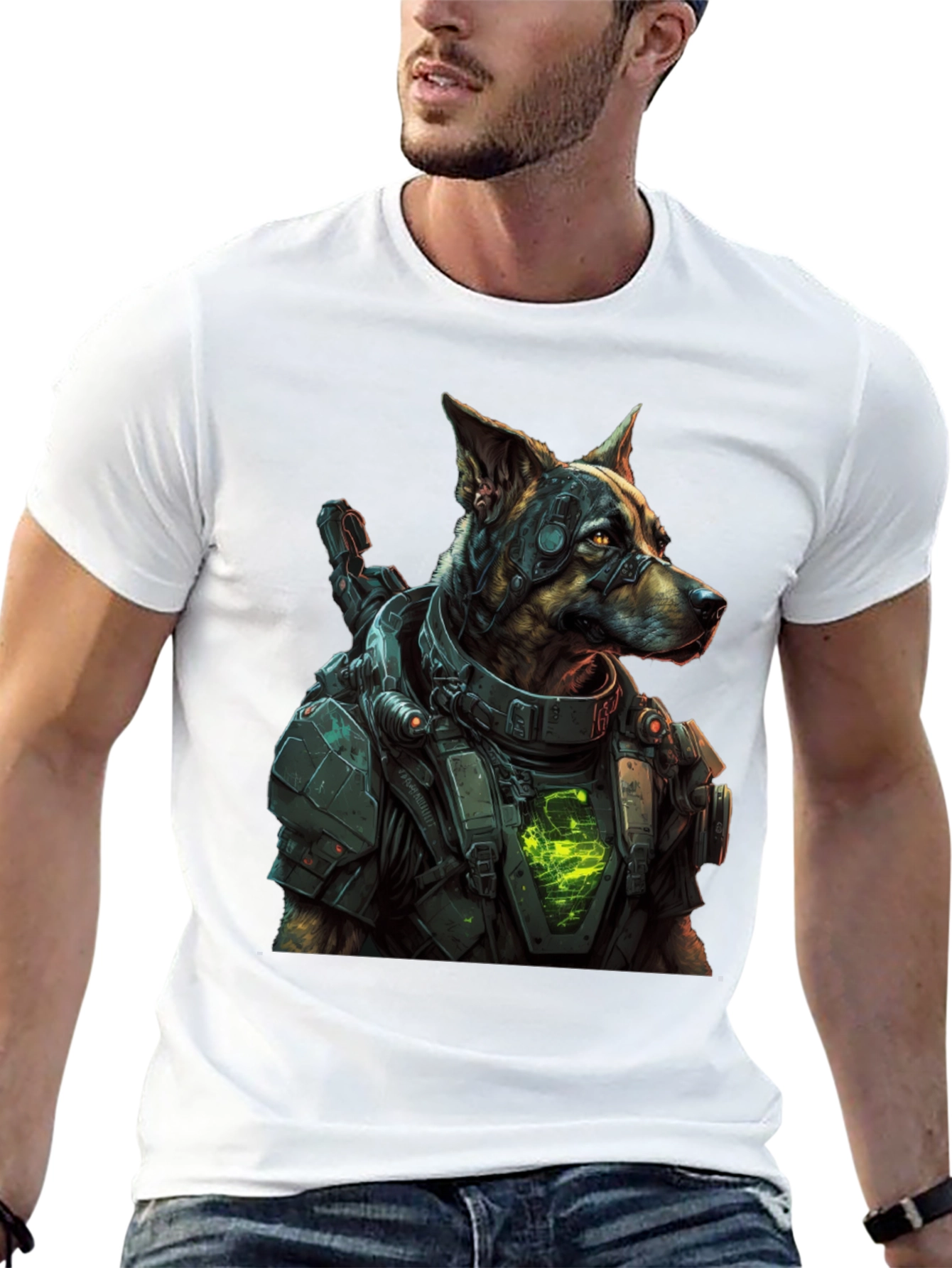 Cyberpunk Dog T-Shirt - Futuristic Canine Design