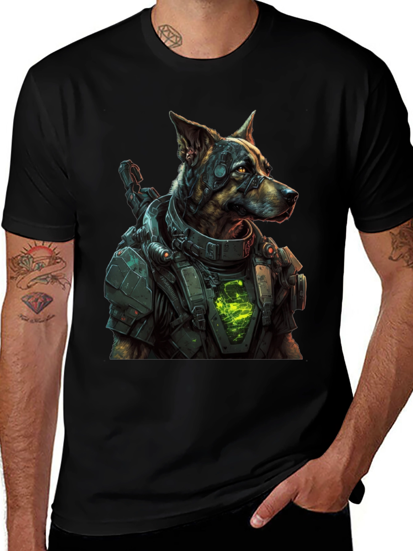 Cyberpunk Dog T-Shirt - Futuristic Canine Design
