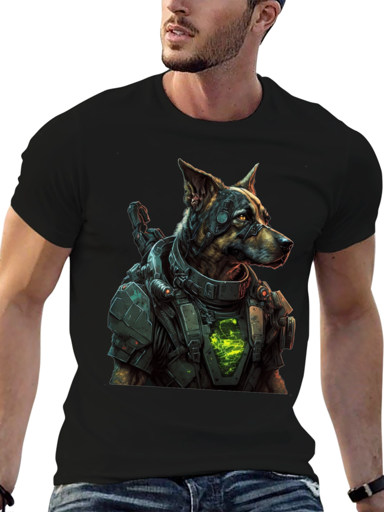 Cyberpunk Dog T-Shirt - Futuristic Canine Design