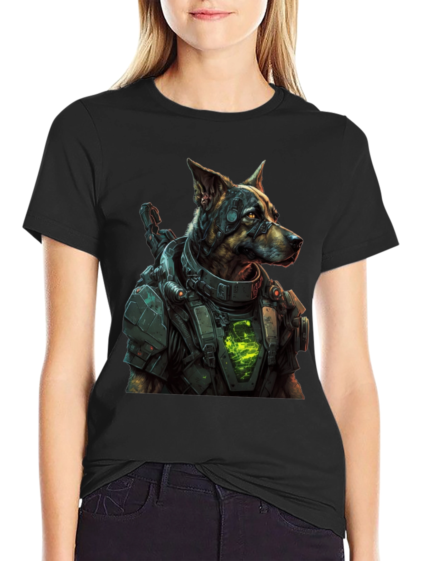 Cyberpunk Dog T-Shirt - Futuristic Canine Design