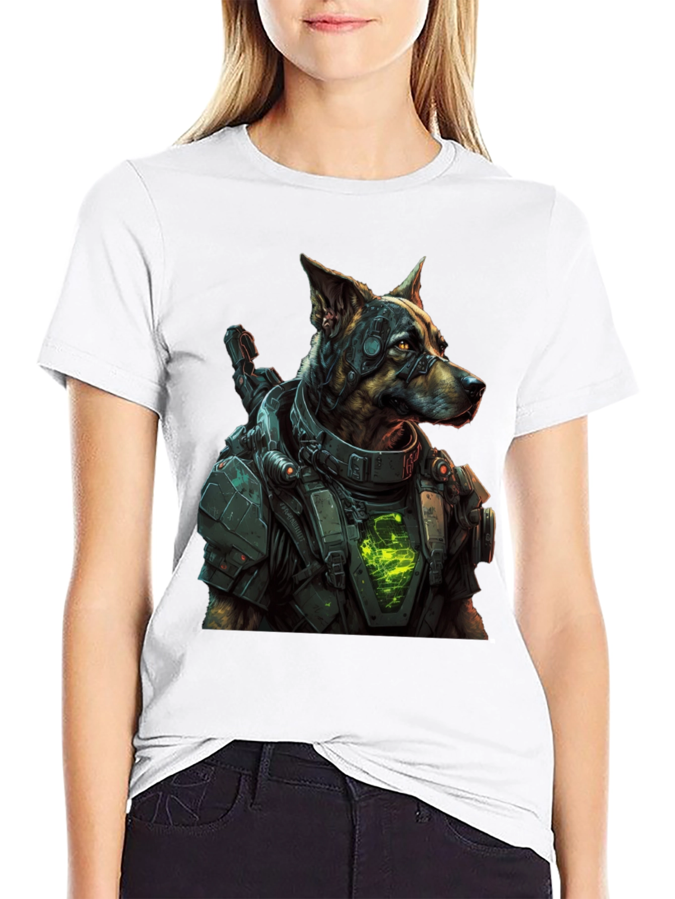 Cyberpunk Dog T-Shirt - Futuristic Canine Design