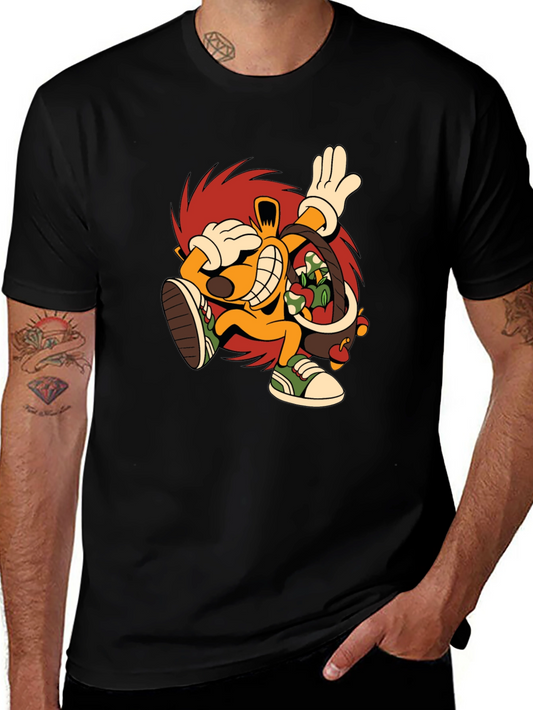 Cartoon Hedgehog Graphic Black T-Shirt