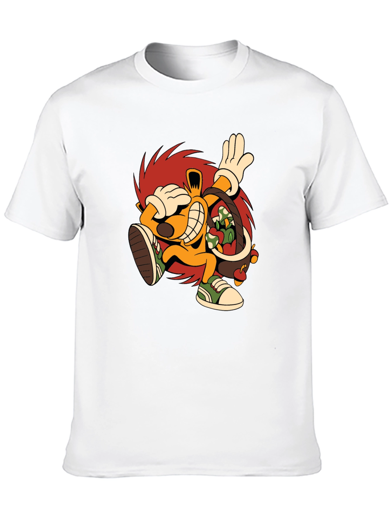 Cartoon Hedgehog Graphic Black T-Shirt