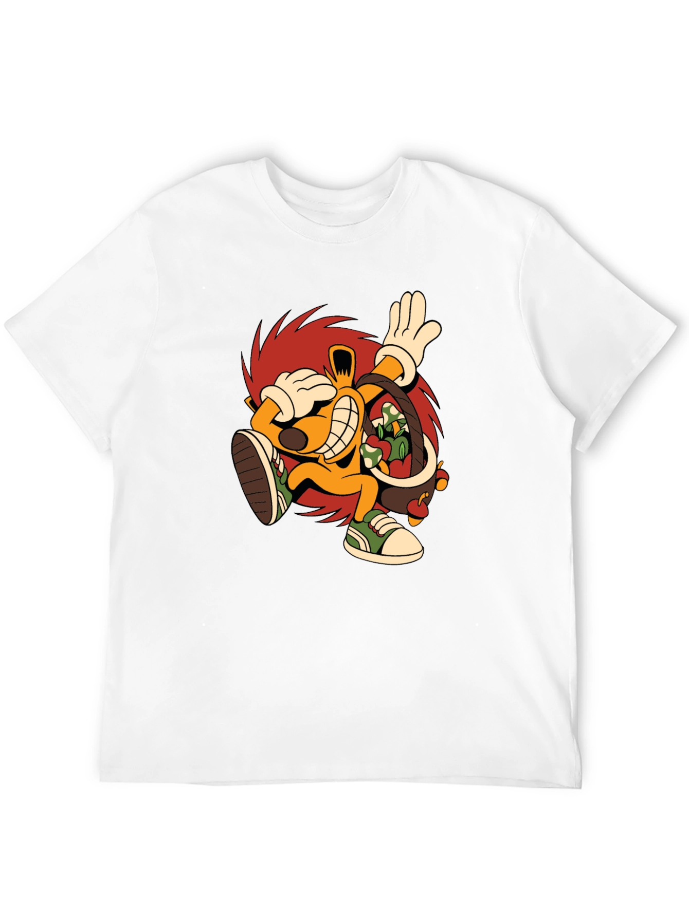 Cartoon Hedgehog Graphic Black T-Shirt