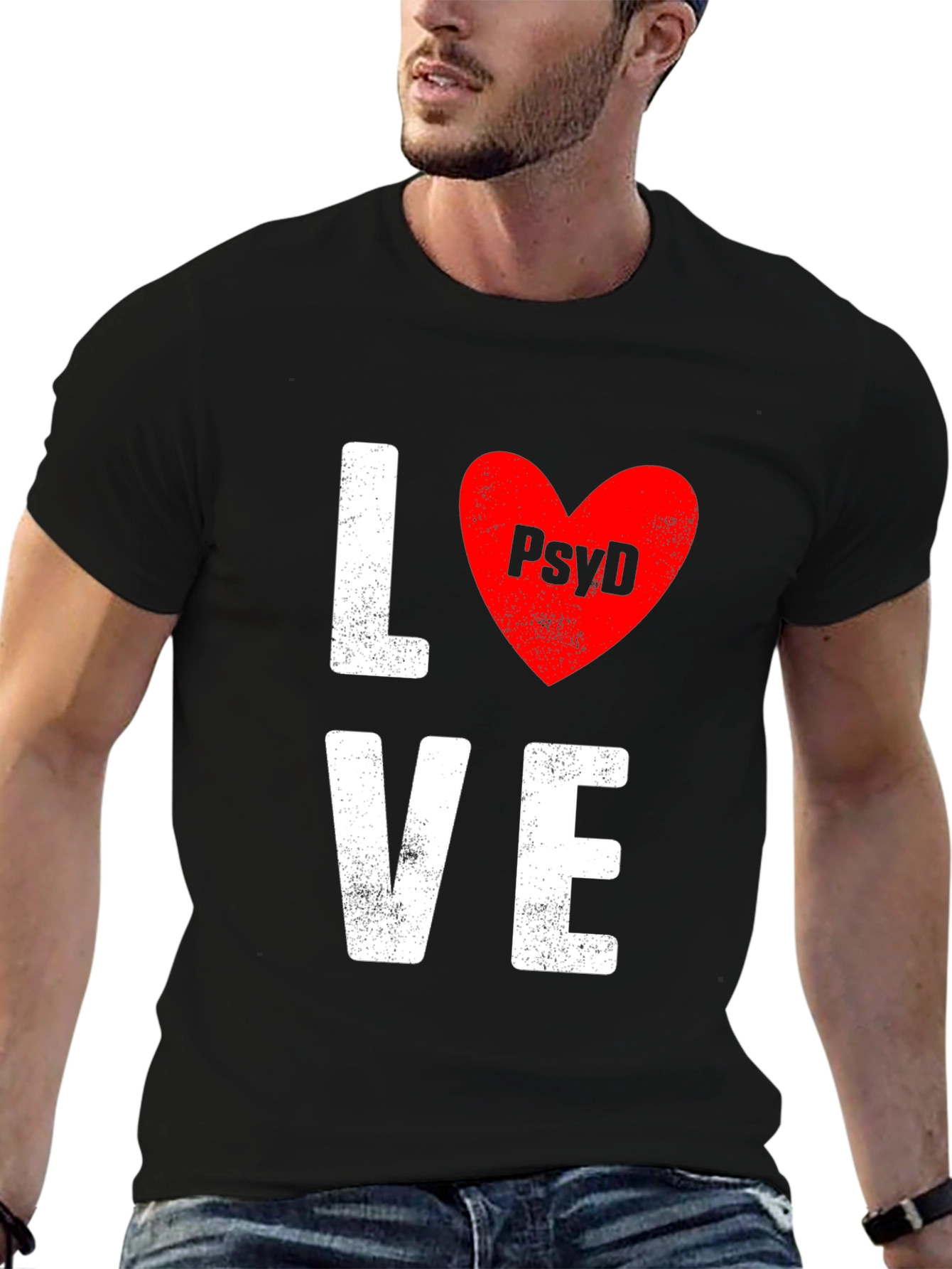 Love PsyD T-Shirt - Black Cotton Blend