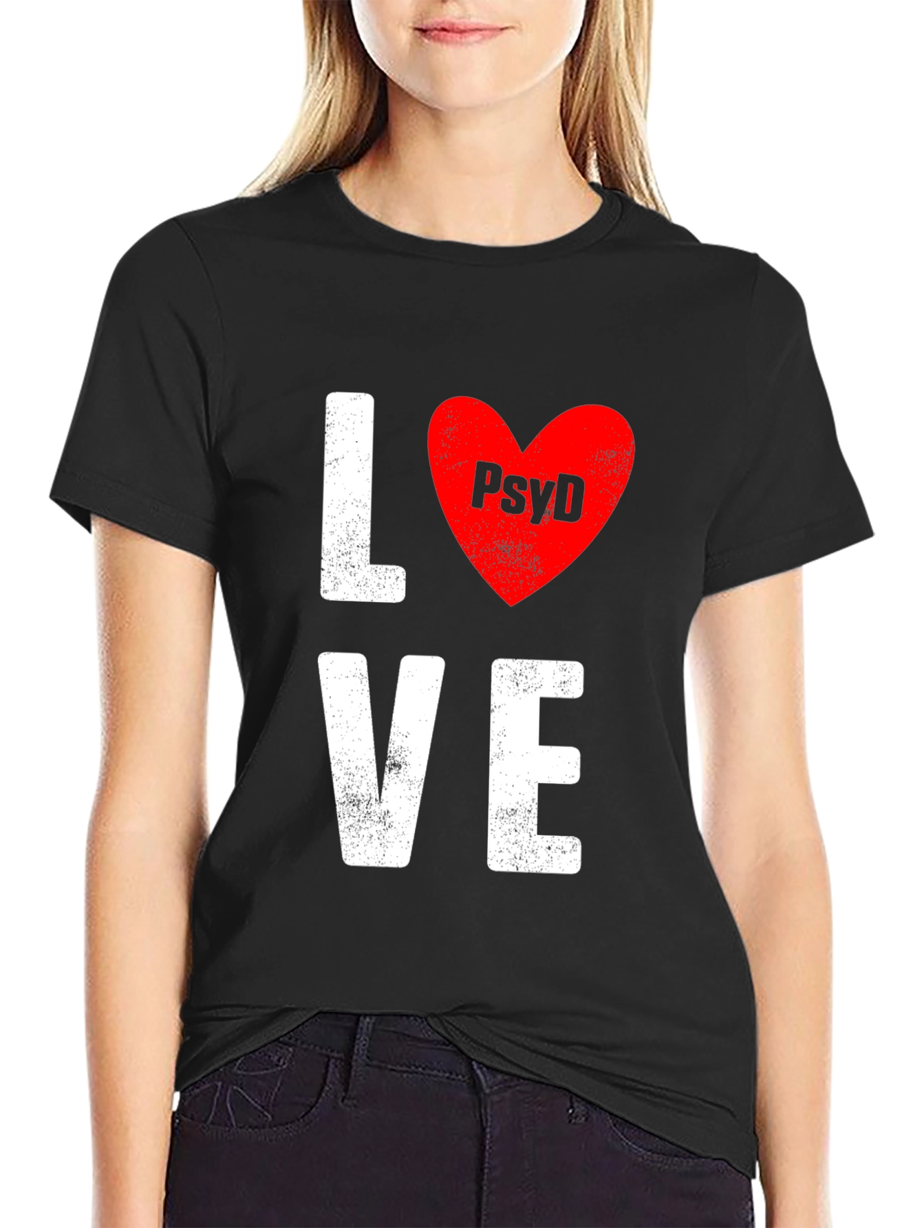 Love PsyD T-Shirt - Black Cotton Blend