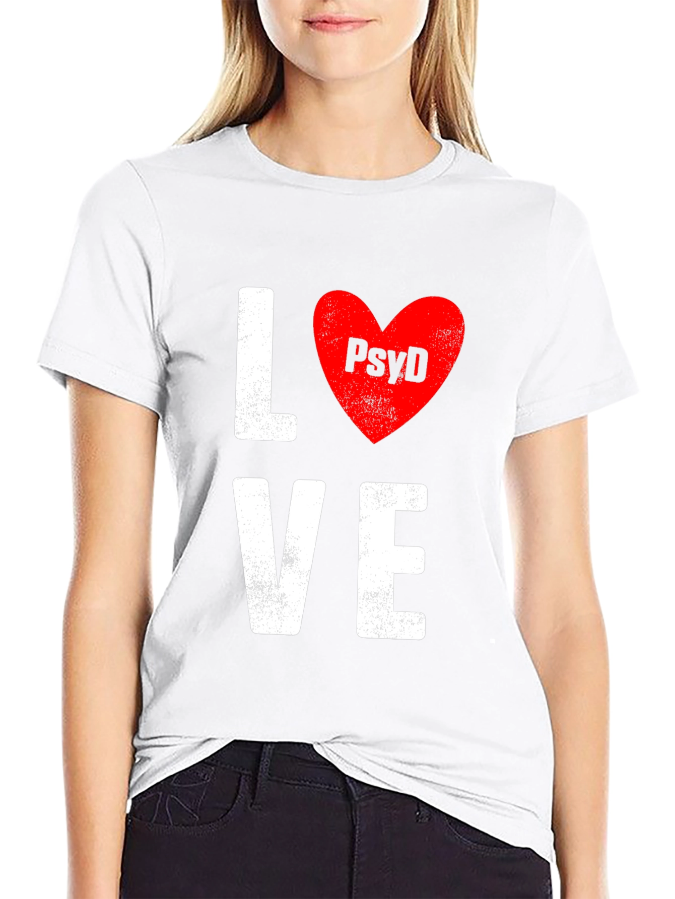 Love PsyD T-Shirt - Black Cotton Blend