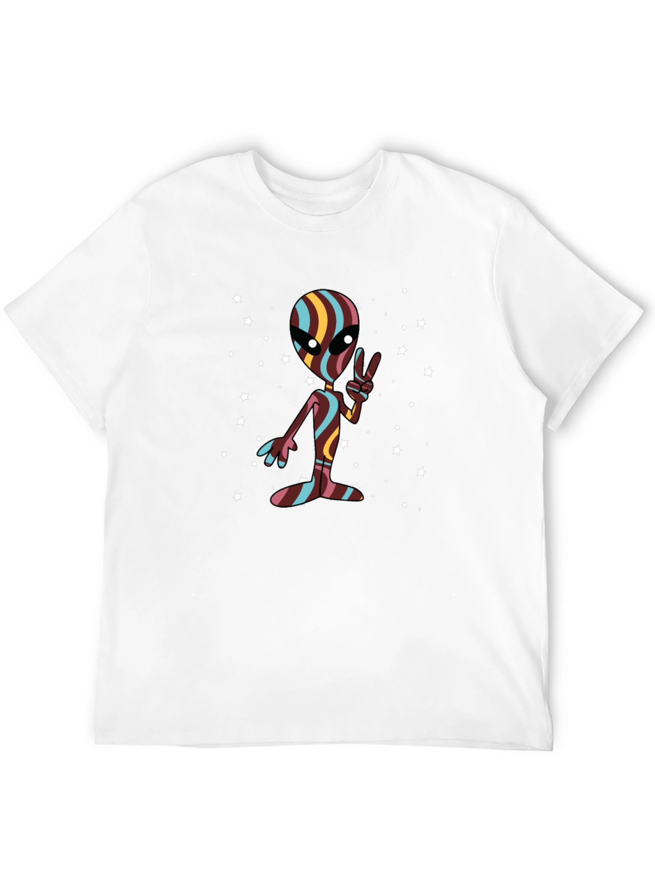 Retro Alien Peace Sign Black T-Shirt