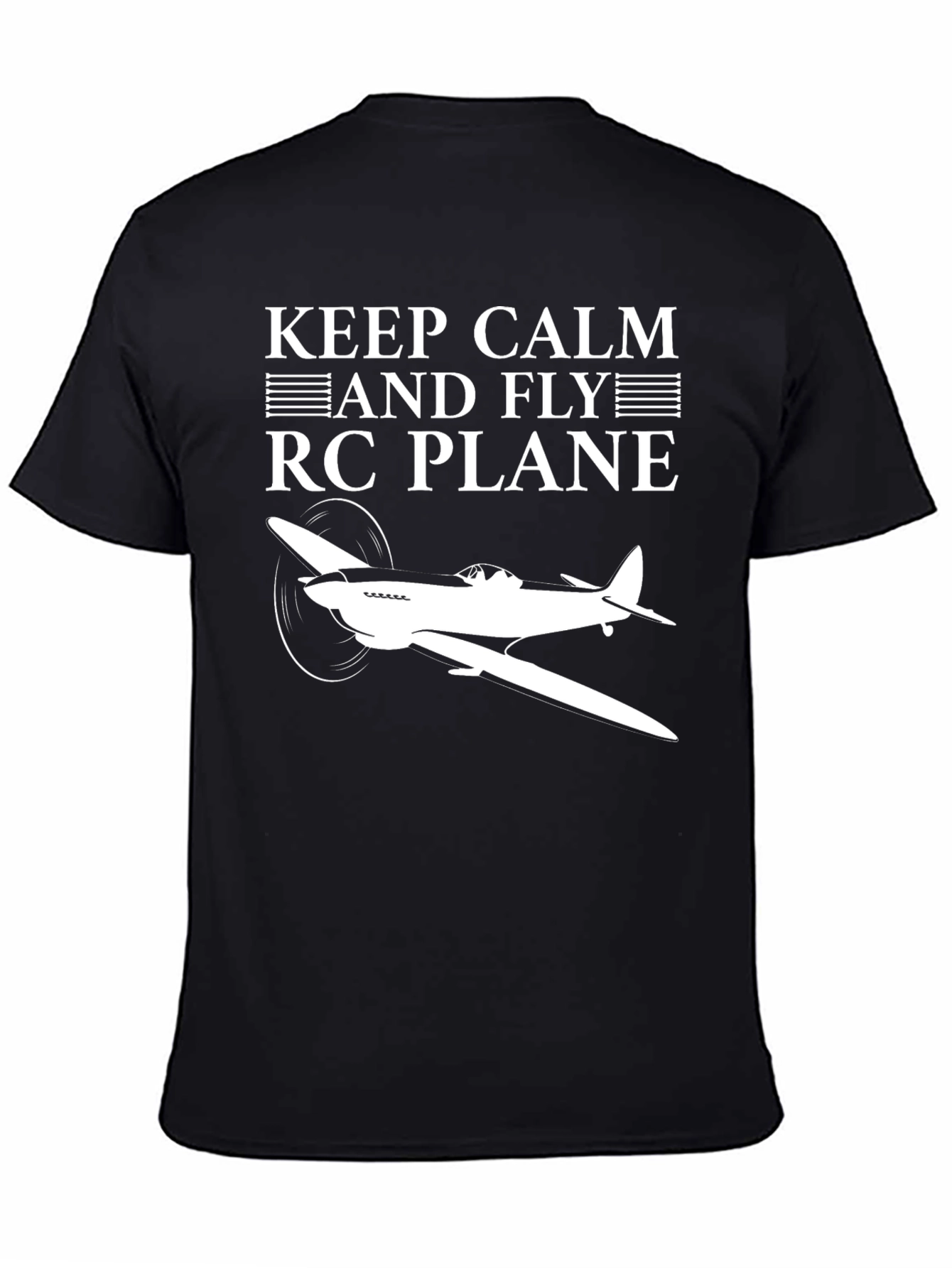 Keep Calm and Fly RC Plane Black T-Shirt