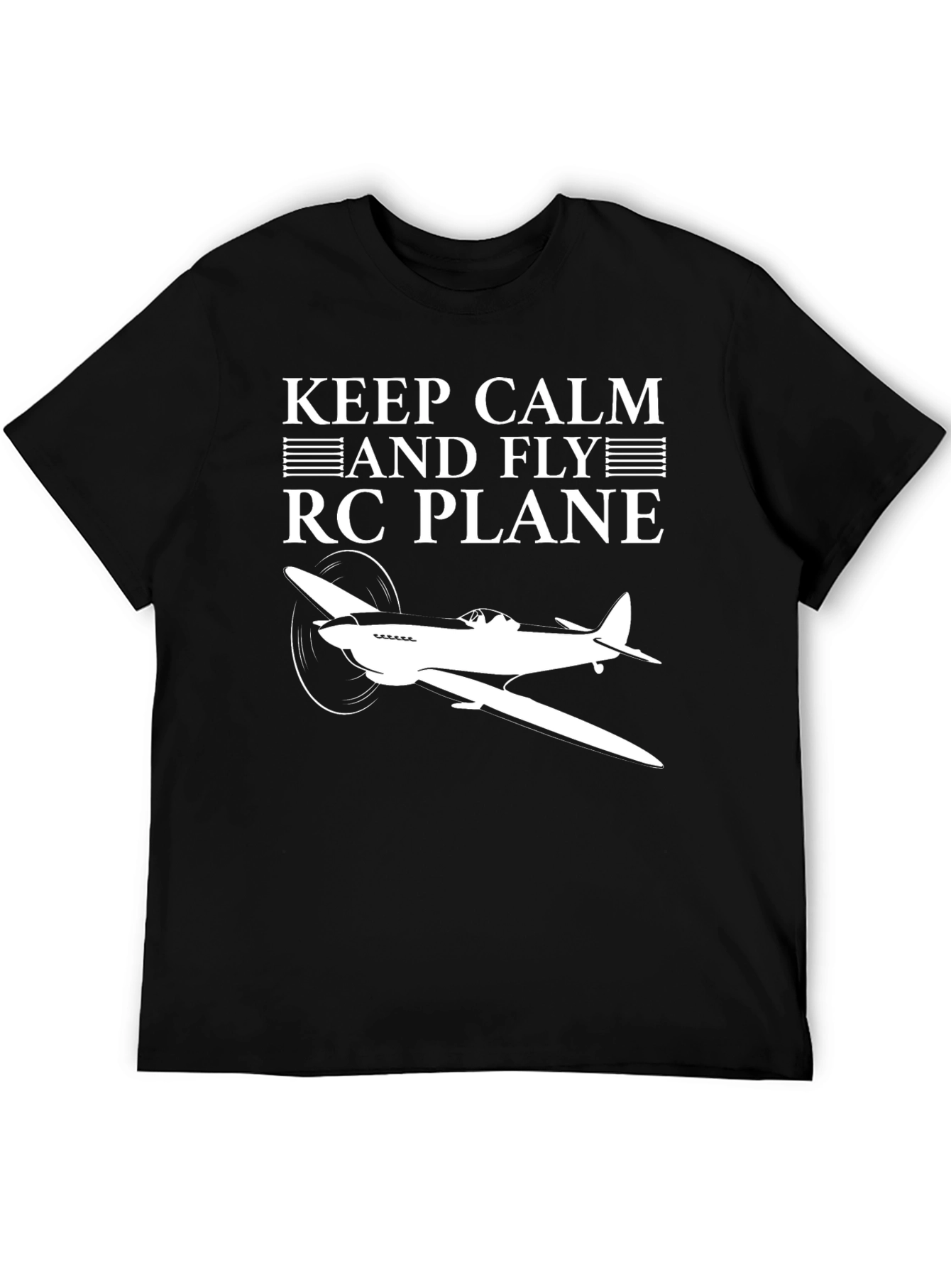 Keep Calm and Fly RC Plane Black T-Shirt