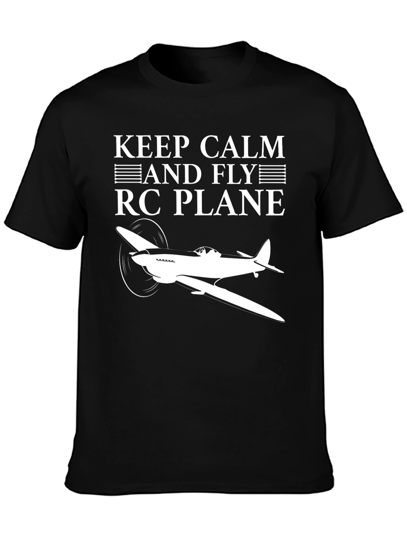 Keep Calm and Fly RC Plane Black T-Shirt